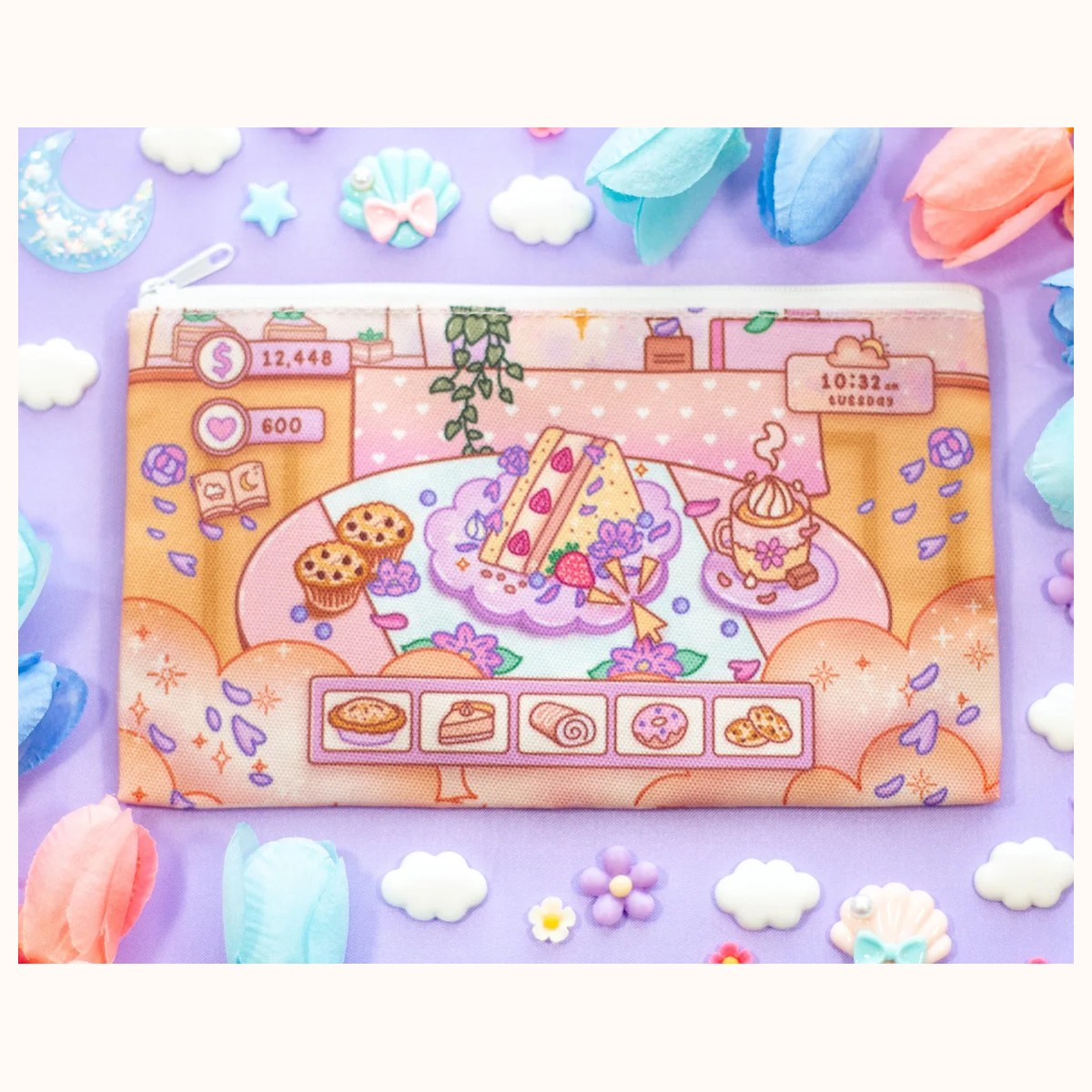 Cafe Quest Cute Aesthetic Pencil Case | Canvas Bag Zipper Pouch by Farouk Book Store