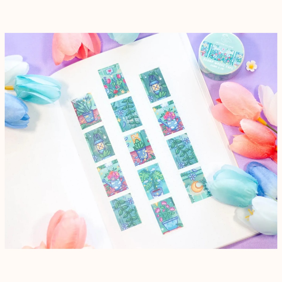 Botanical Bliss Stamp Washi Tape | Aesthetic Kawaii Cute Stationery by Farouk Book Store