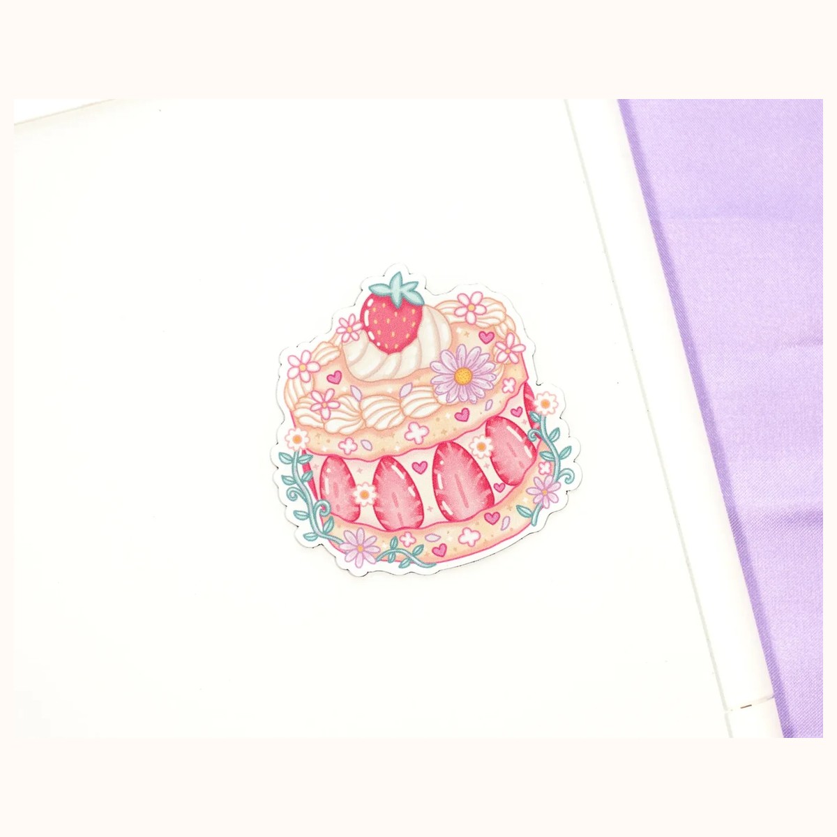 Strawberry Cake Aesthetic Cute Aesthetic Fridge Board Magnet by Farouk Book Store