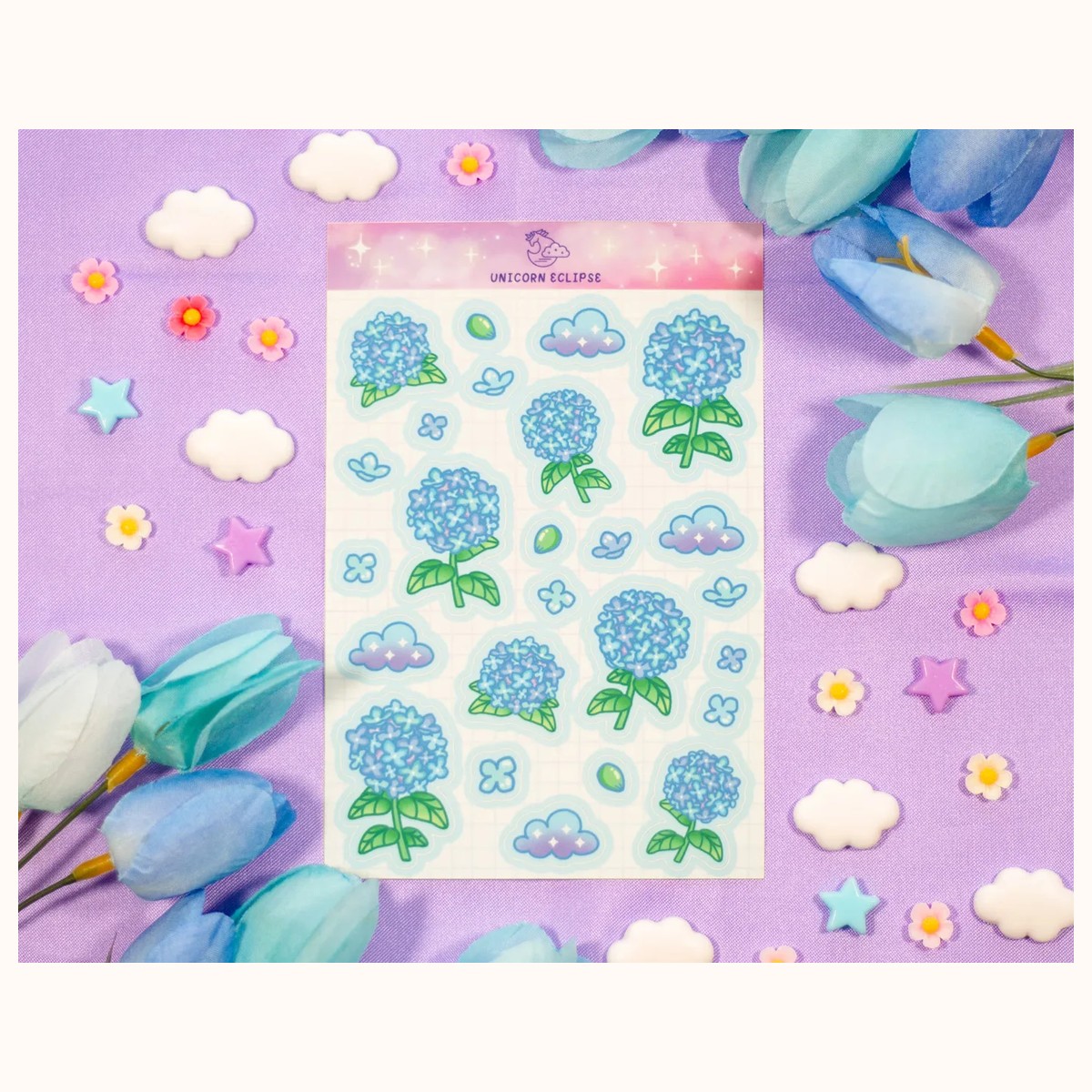 Hydrangea Dreams Aesthetic Sticker Sheet | Planner Stickers, Kawaii Stickers, stickers from Farouk Book Store
