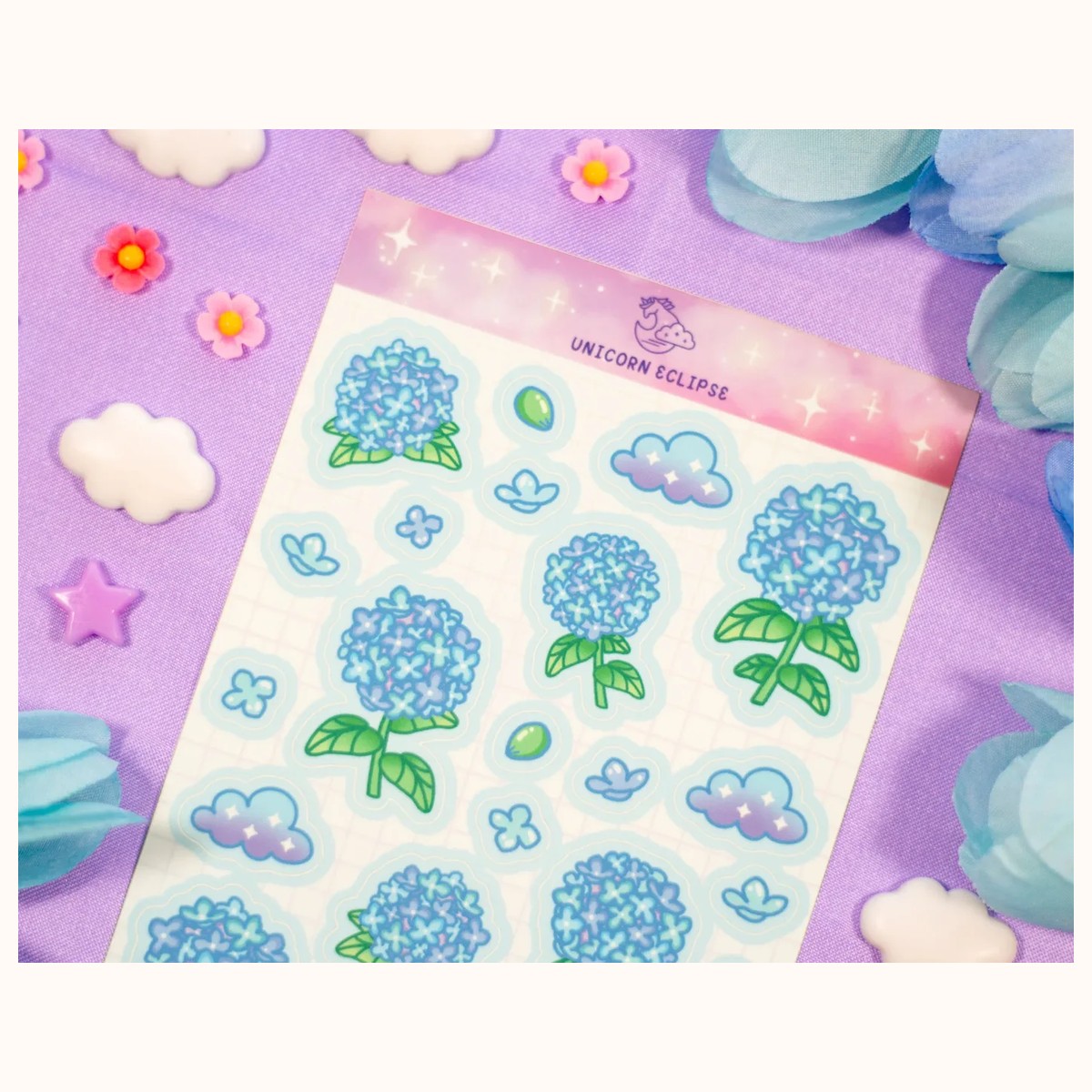 Hydrangea Dreams Aesthetic Sticker Sheet | Planner Stickers, Kawaii Stickers view 2