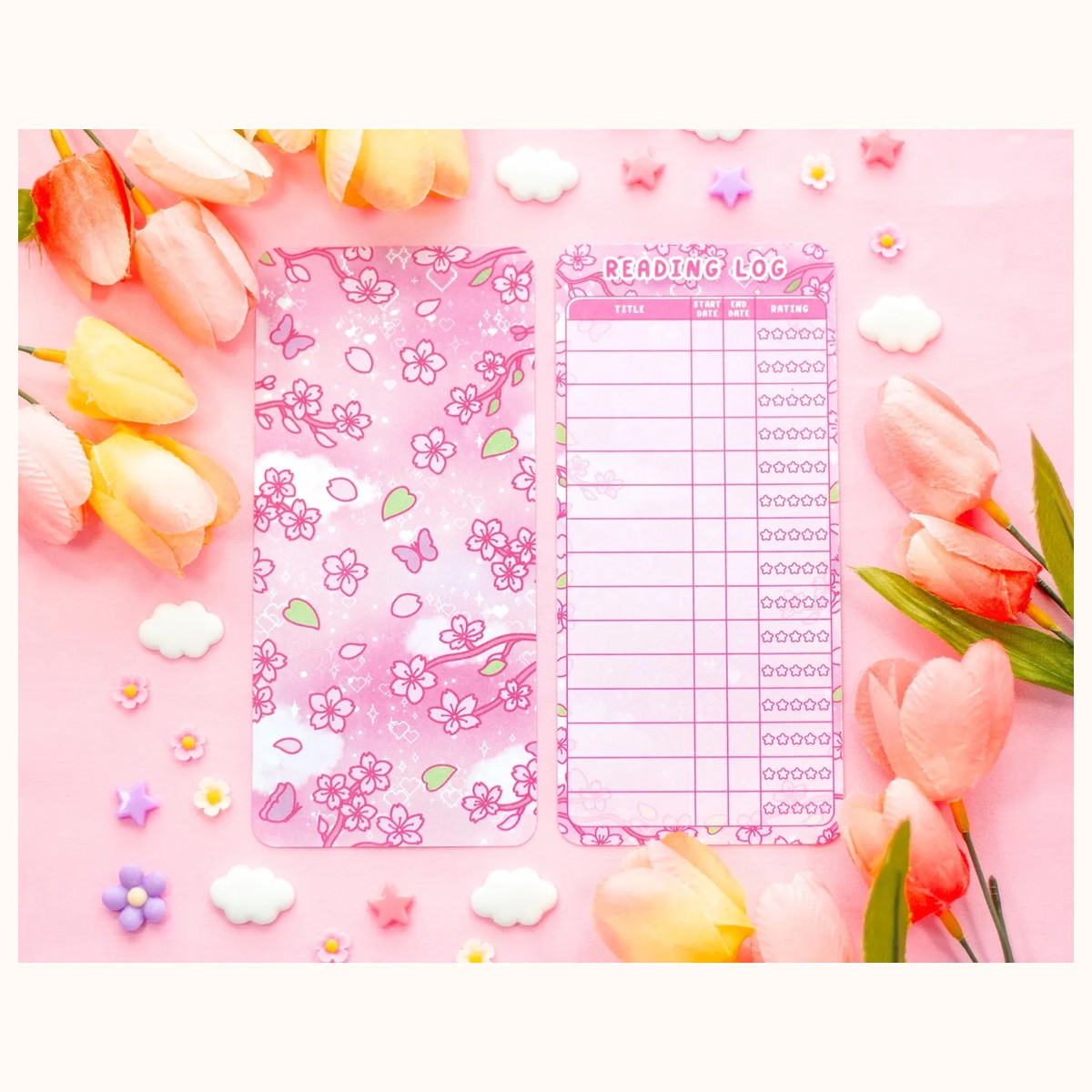 Sakura Reading Log Bookmark by Farouk Book Store