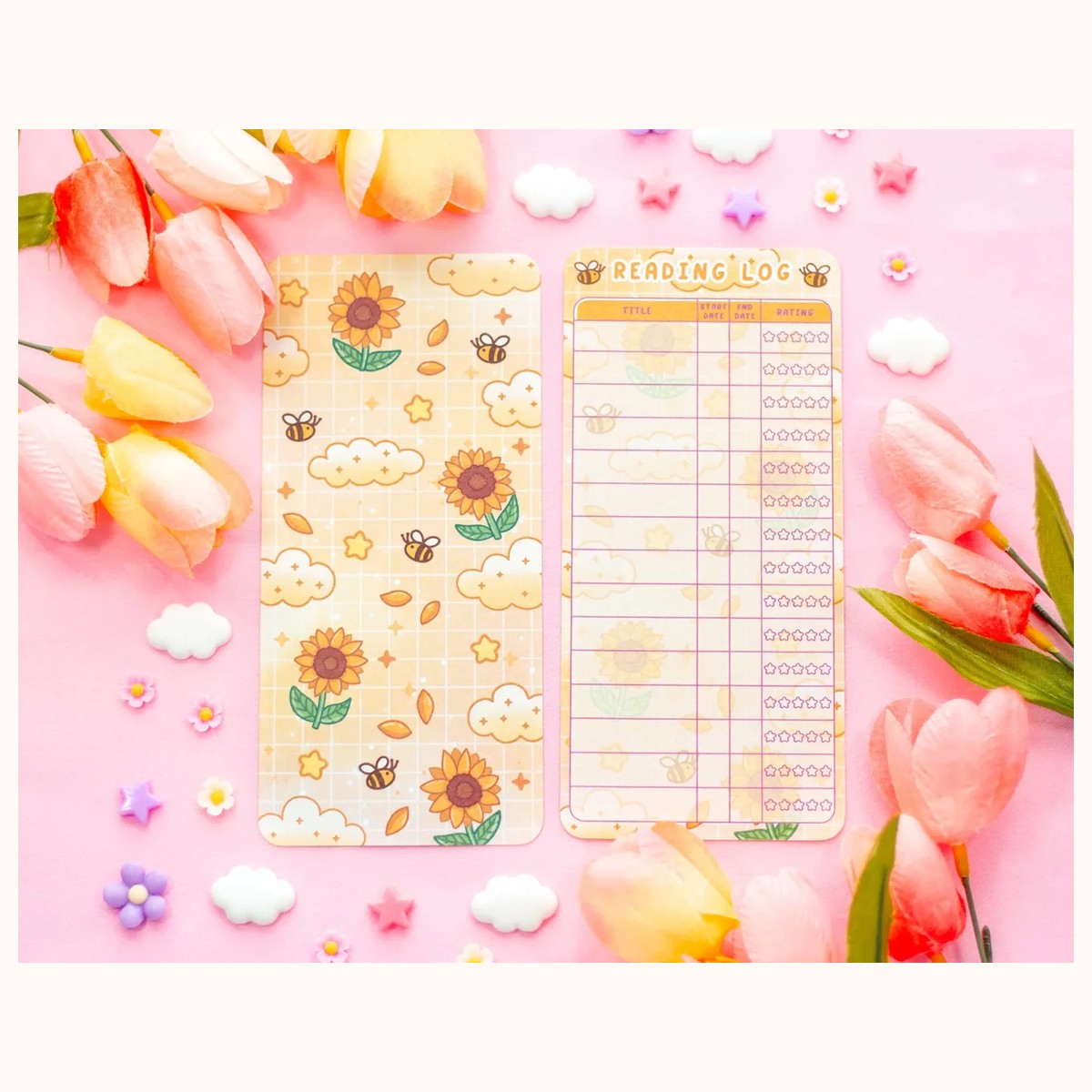 Sunflower Dreams Reading Log Bookmark by Farouk Book Store