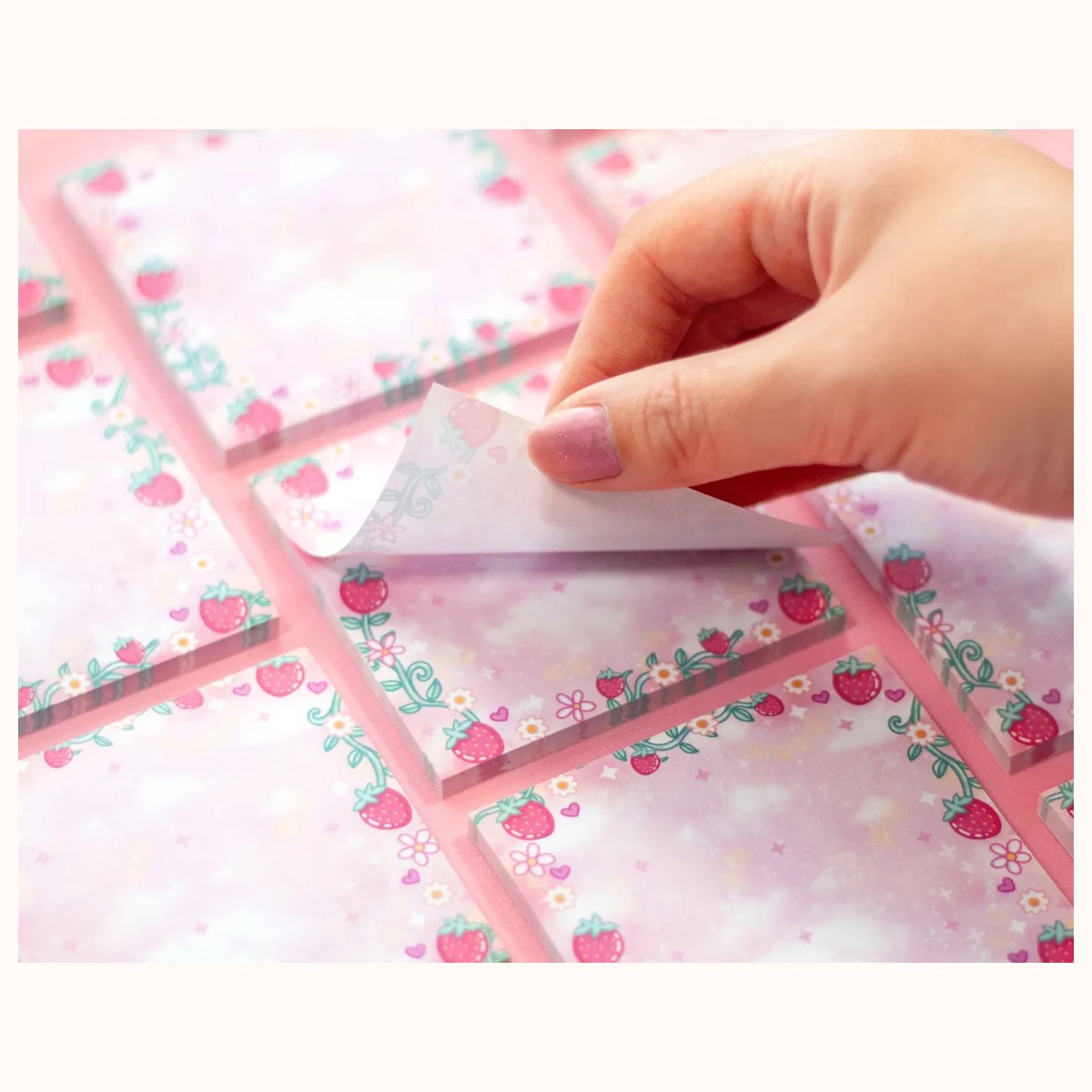 Strawberries Aesthetic Sticky Note view 2