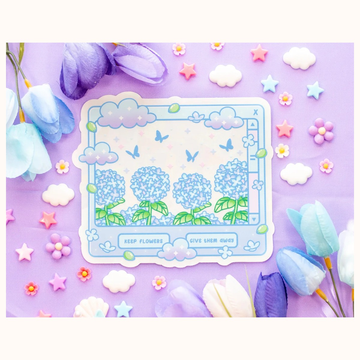 Hydrangea Dreams Suncatcher Sticker| Rainbow Maker Window Decal view 3