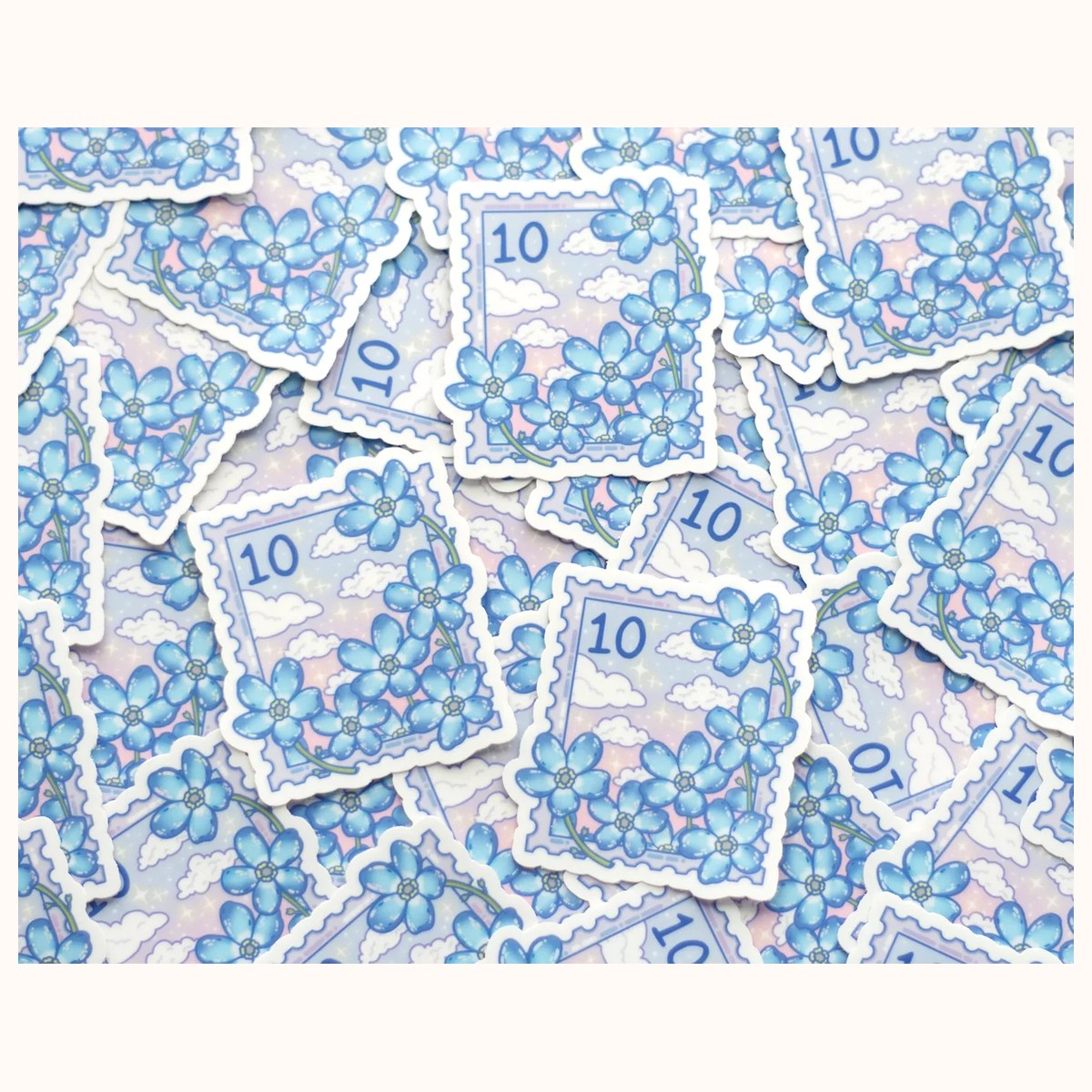 Forget Me Not Stamp Cute Aesthetic Vinyl Sticker view 3