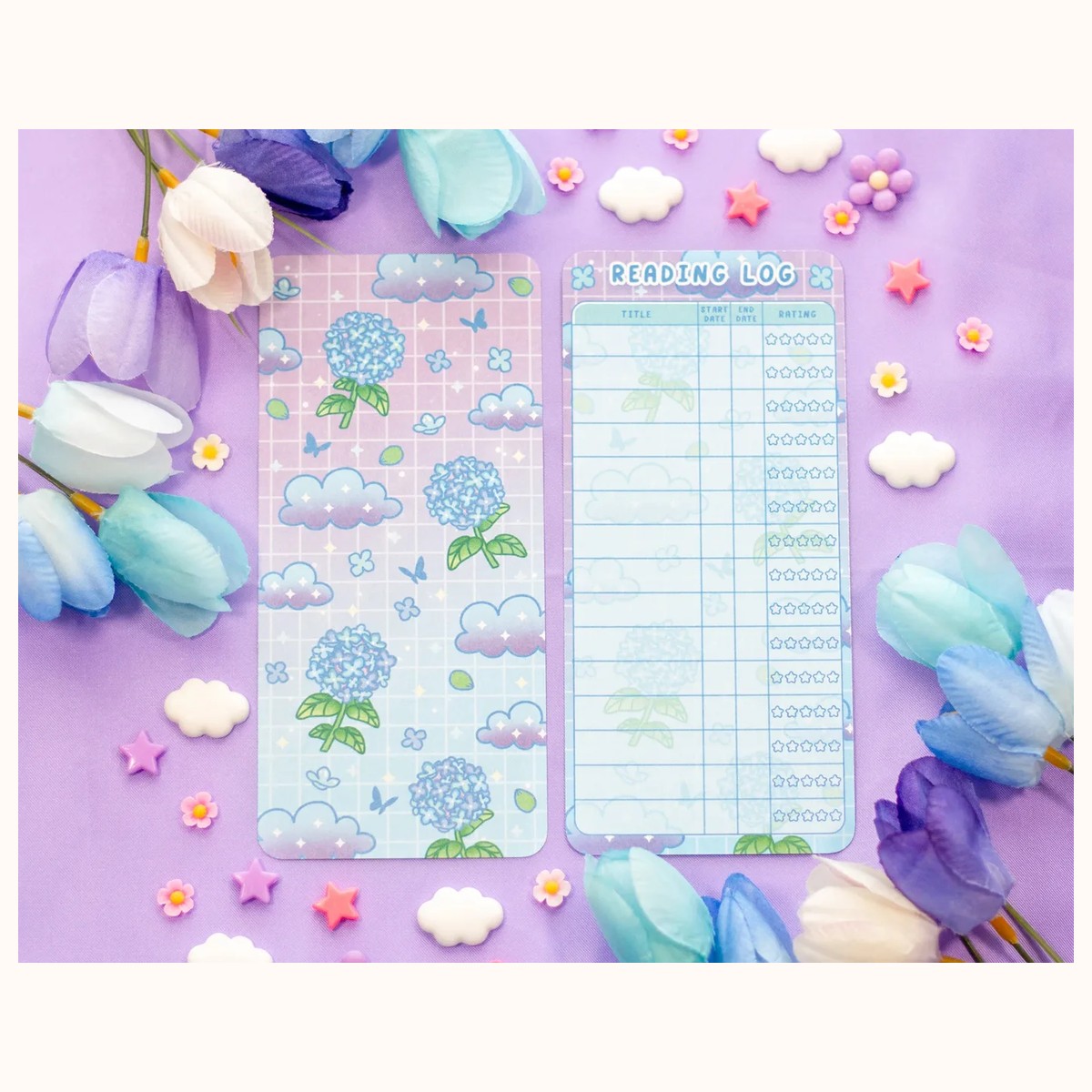 Hydrangea Dreams Reading Log Bookmark by Farouk Book Store