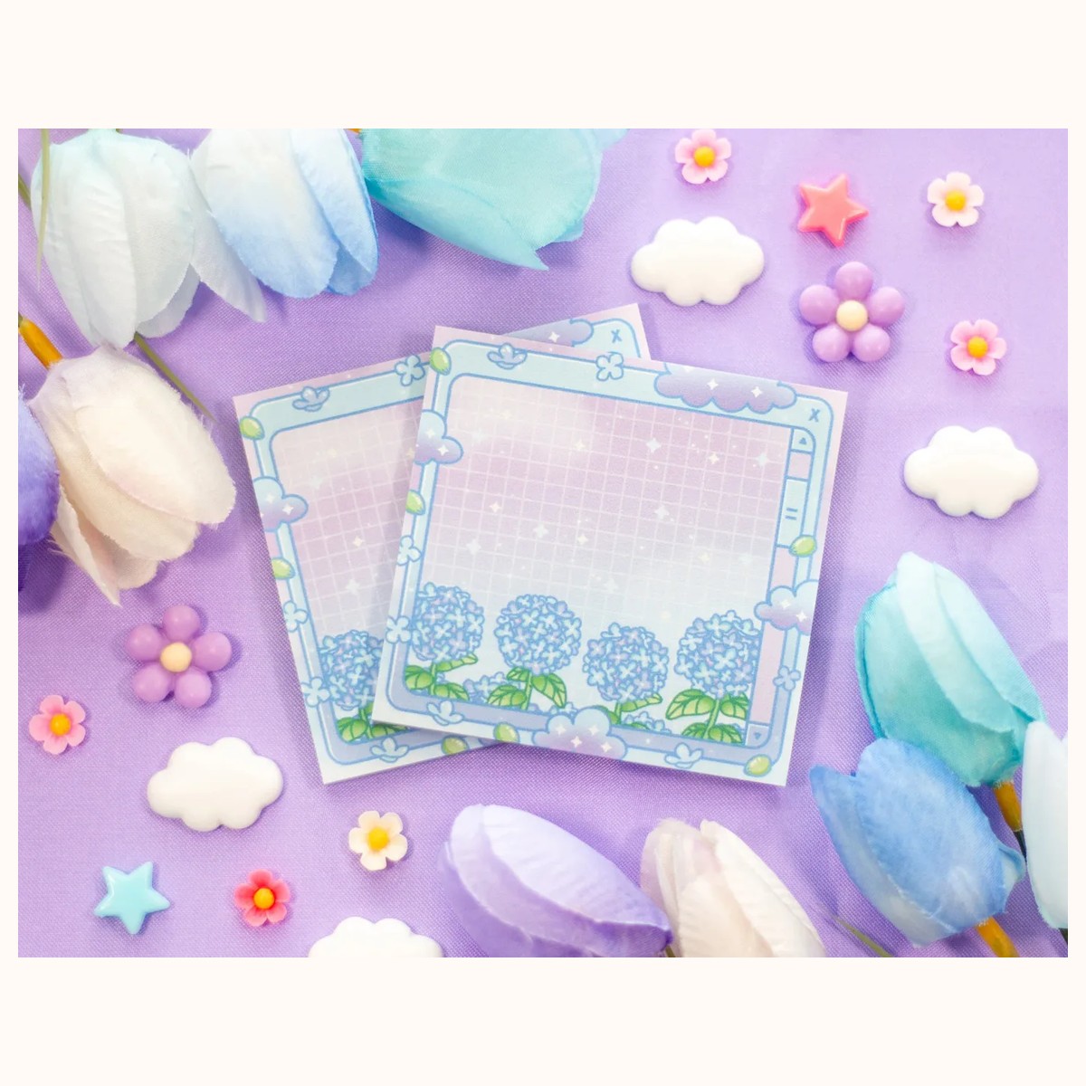 Hydrangea Dreams Aesthetic Sticky Note, notepads from Farouk Book Store