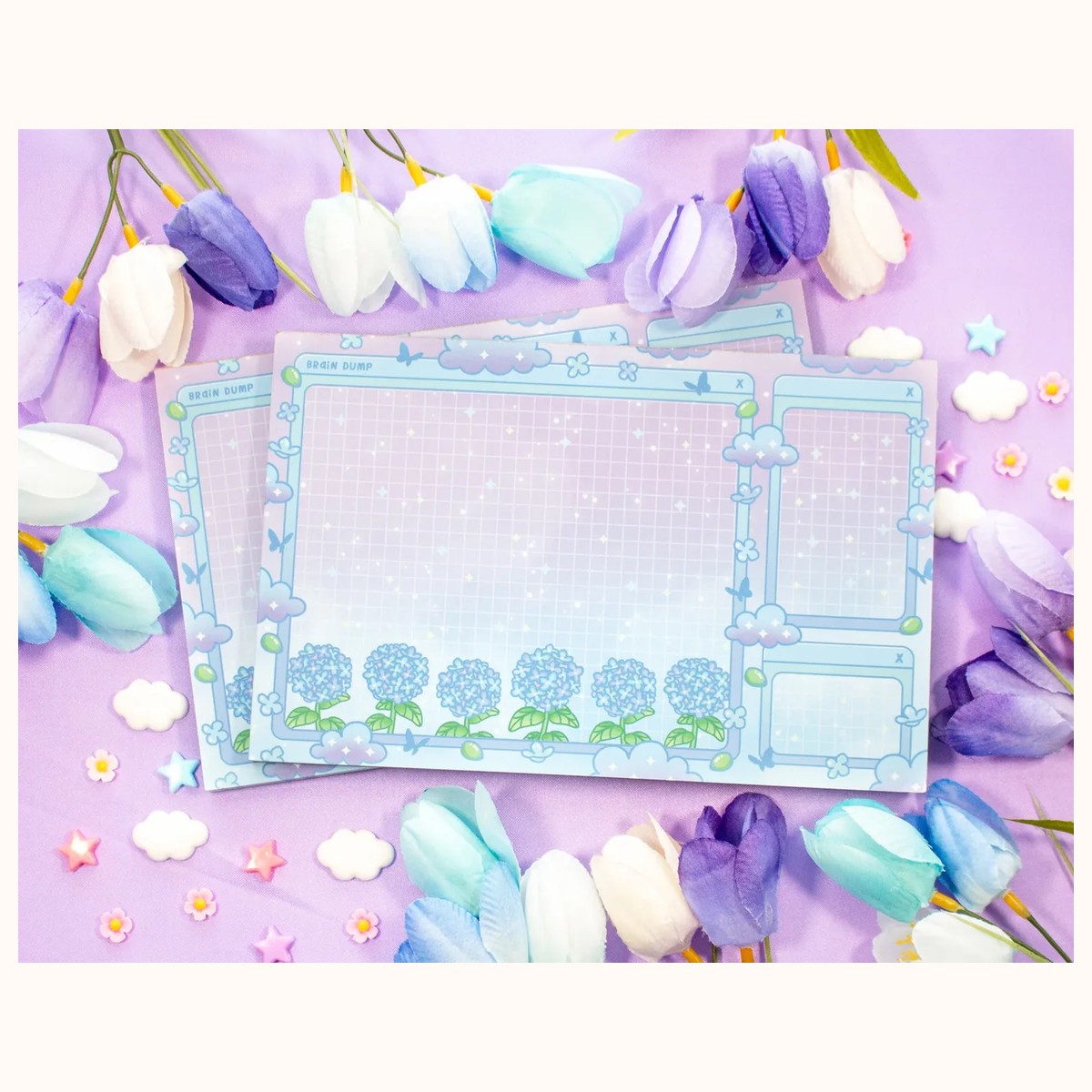 Hydrangea Dreams Brain Dump Planner Pad | Kawaii Art Cute Aesthetic Stationery Office Supplies Gift view 3