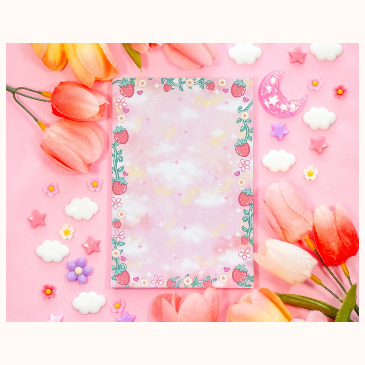 Strawberries Gradient Aesthetic Dreamy Memo Notepad, notepads from Farouk Book Store