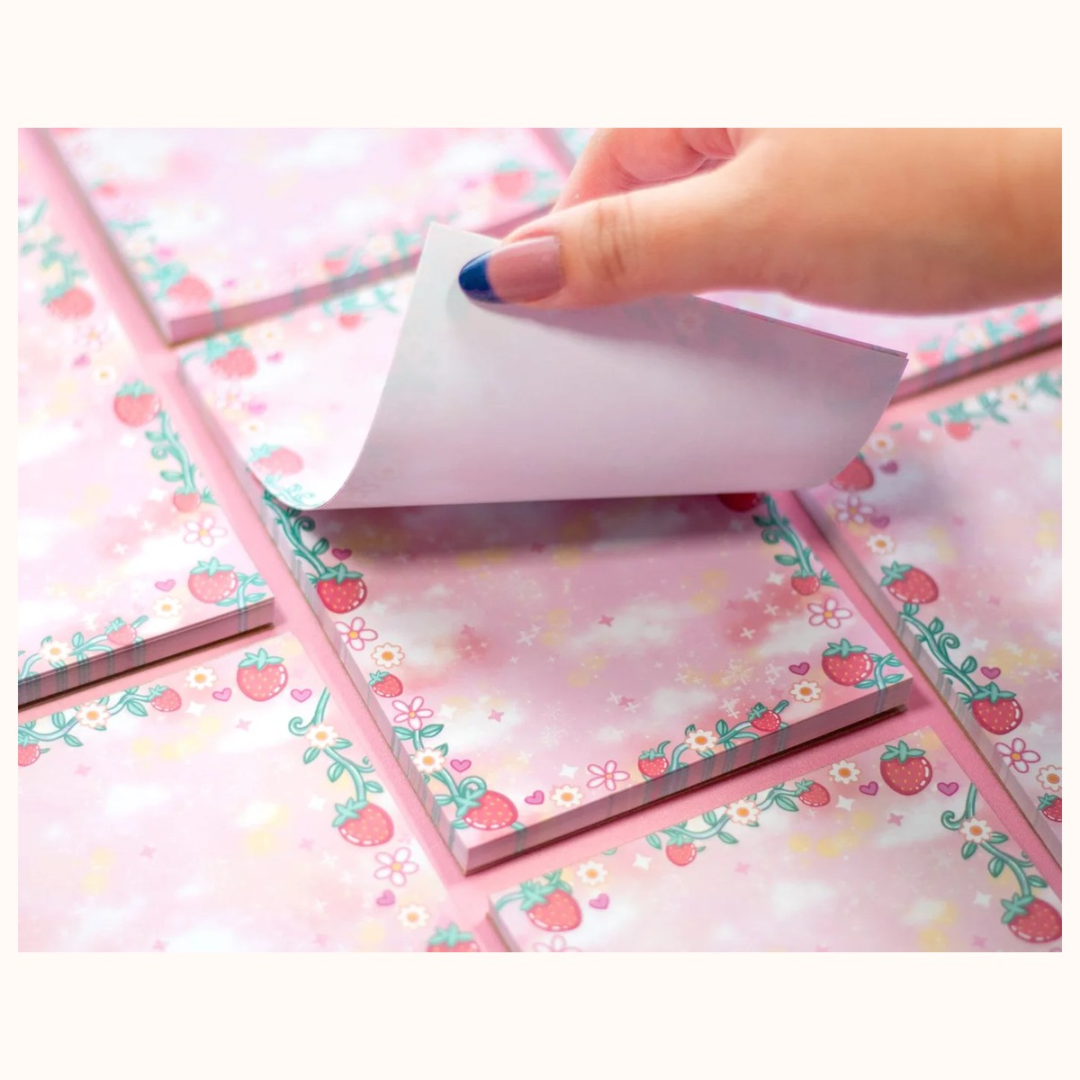 Strawberries Gradient Aesthetic Dreamy Memo Notepad view 2