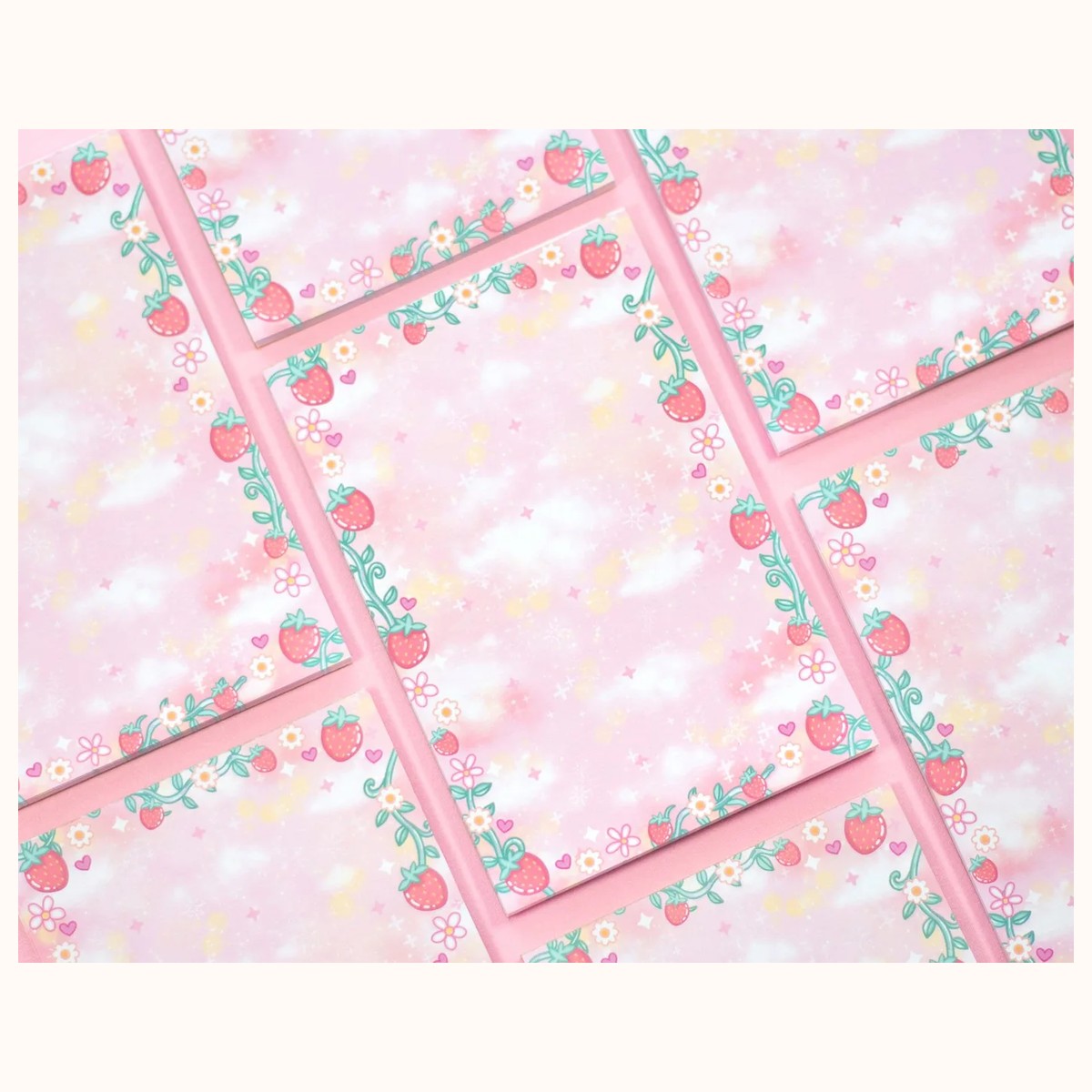 Strawberries Gradient Aesthetic Dreamy Memo Notepad view 3