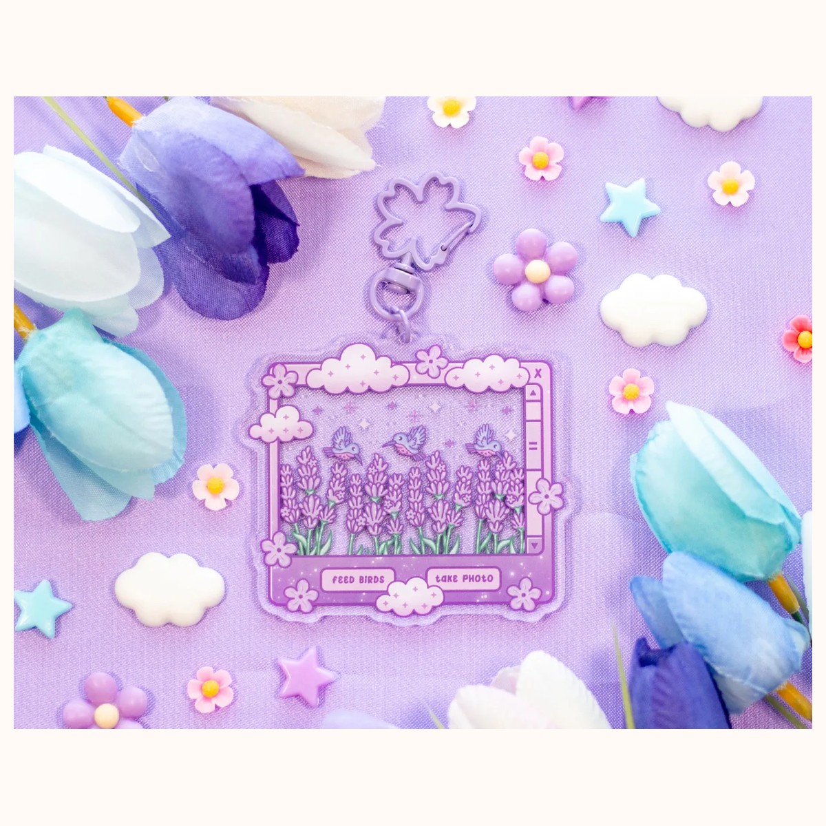 Lavender Dreams Aesthetic Cute Acrylic Charm Keychain by Farouk Book Store