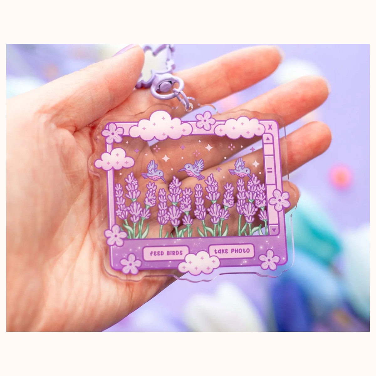 Lavender Dreams Aesthetic Cute Acrylic Charm Keychain view 2