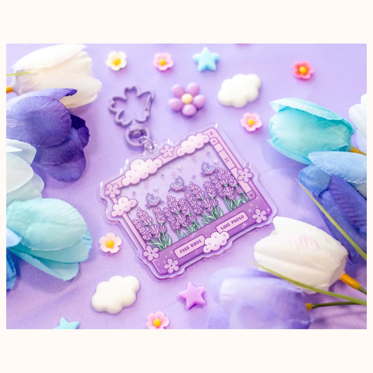 Lavender Dreams Aesthetic Cute Acrylic Charm Keychain view 3