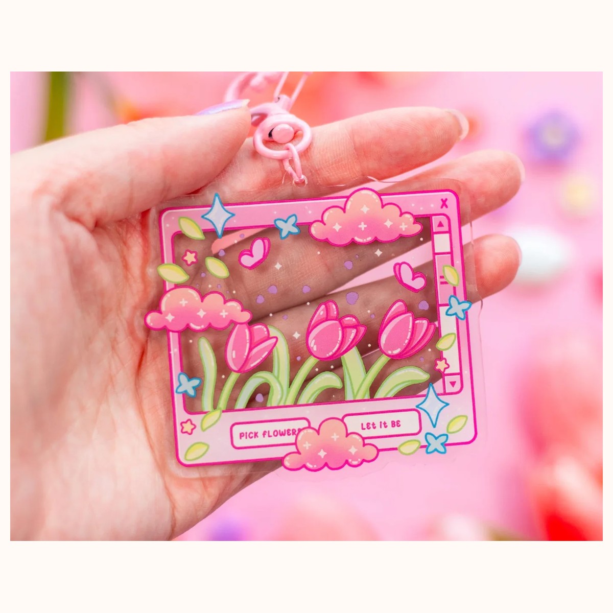 Tulip Dreams Aesthetic Cute Acrylic Charm Keychain view 2
