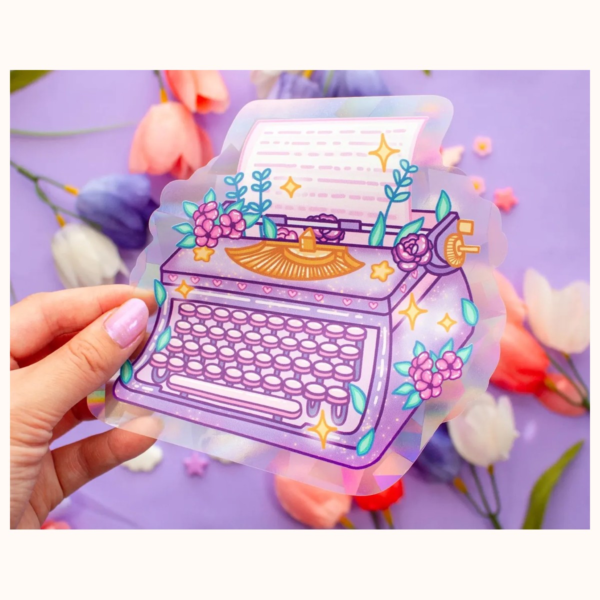 Typewriter Suncatcher Sticker | Rainbow Maker Window Decal by Farouk Book Store