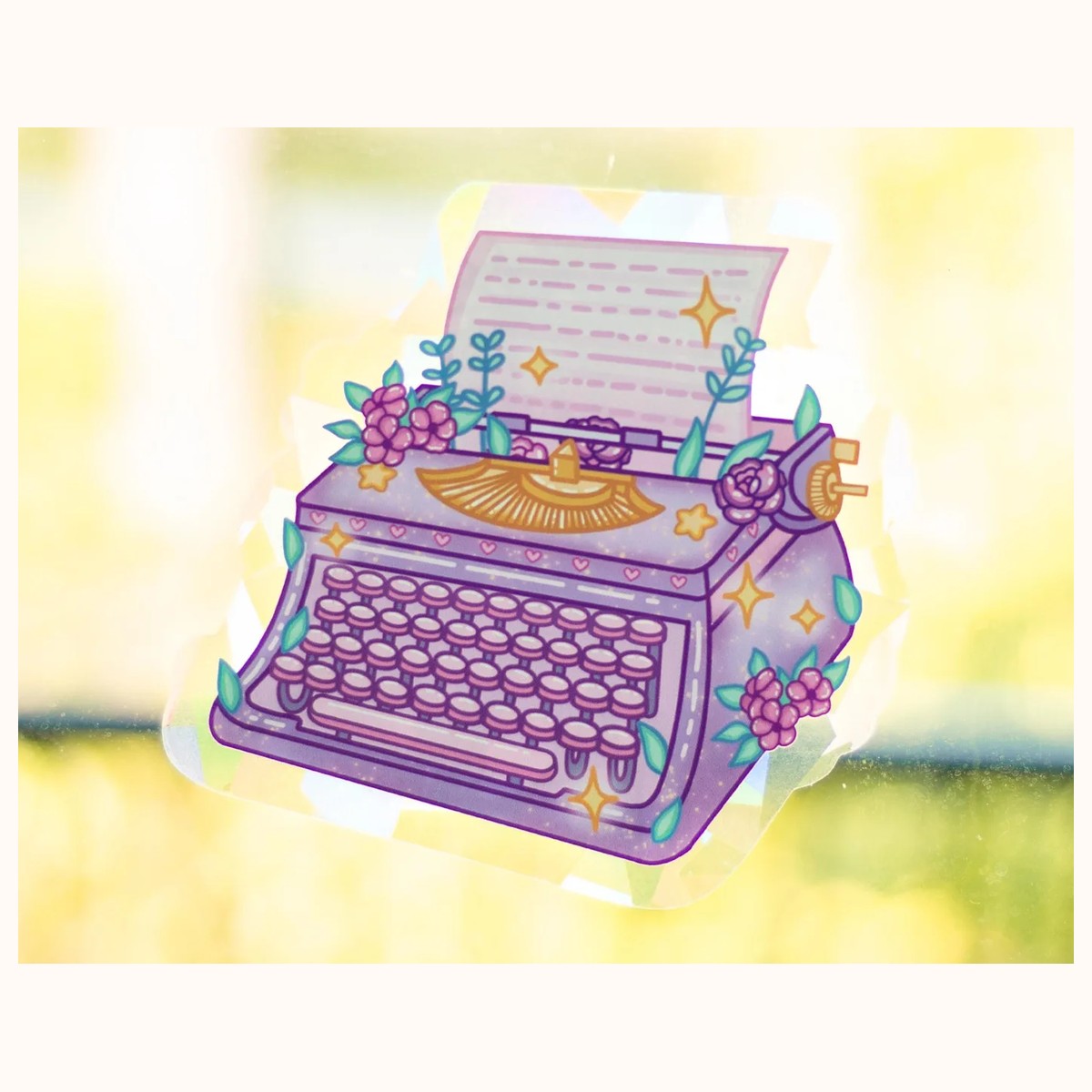 Typewriter Suncatcher Sticker | Rainbow Maker Window Decal view 3