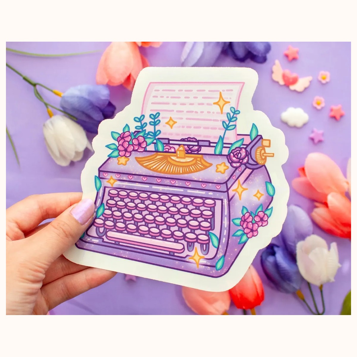 Typewriter Suncatcher Sticker | Rainbow Maker Window Decal view 5