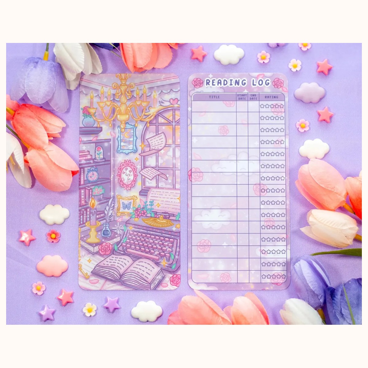 Pastel Academia Reading Log Bookmark by Farouk Book Store