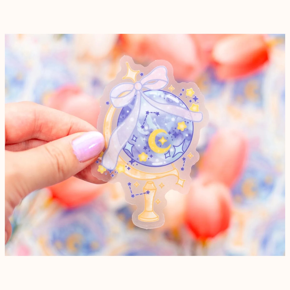 Celestial Globe CLEAR Sticker | Cute Aesthetic Waterproof Durable Laptop Sticker, stickers from Farouk Book Store