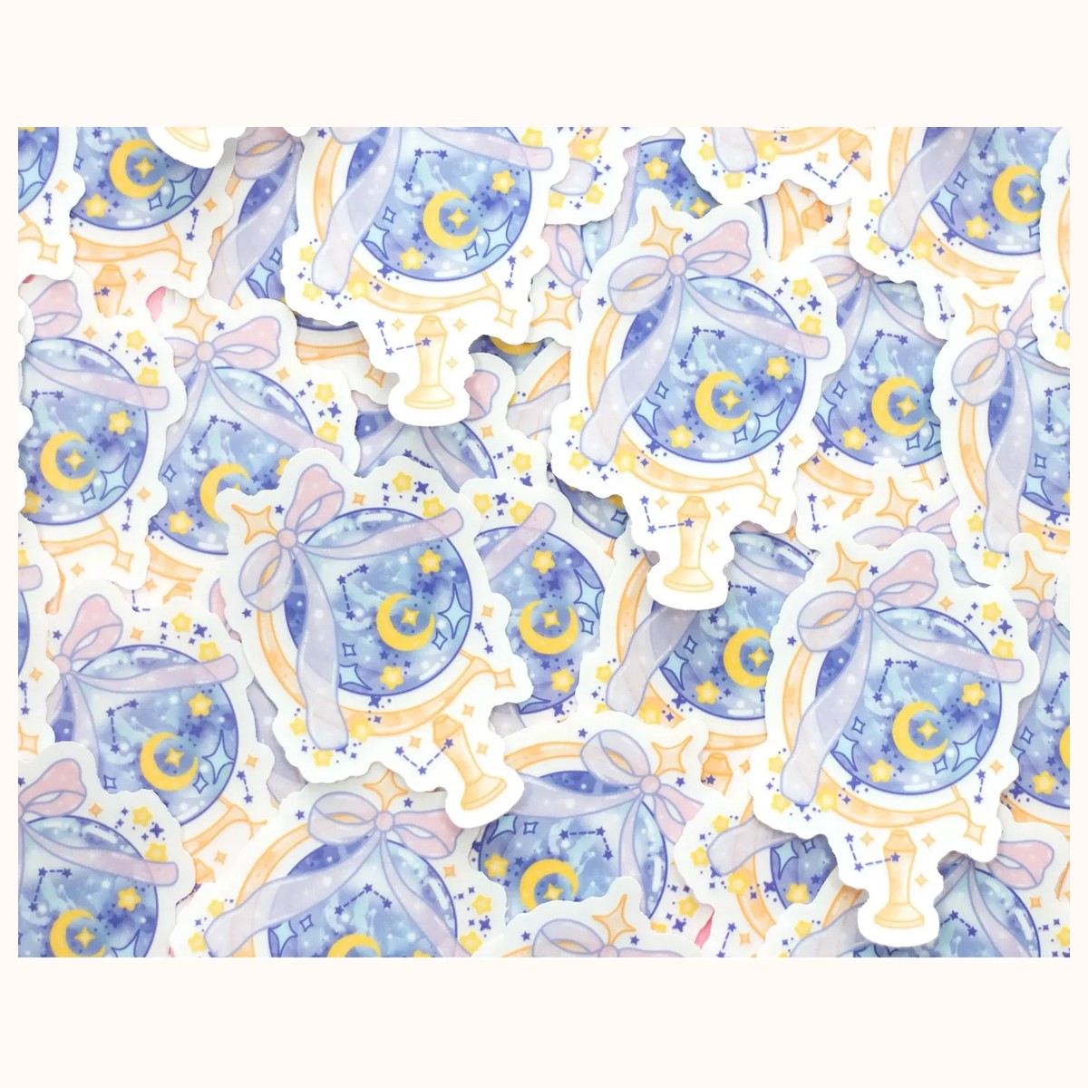 Celestial Globe CLEAR Sticker | Cute Aesthetic Waterproof Durable Laptop Sticker view 4