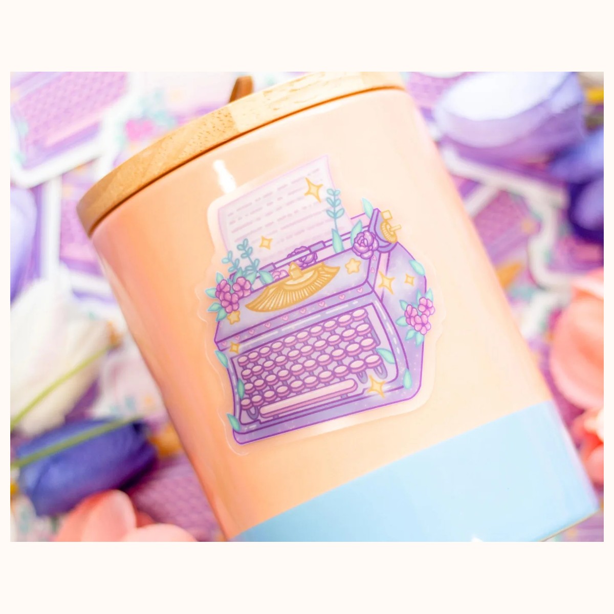 Typewriter CLEAR Sticker | Cute Aesthetic Waterproof Durable Laptop Sticker view 2
