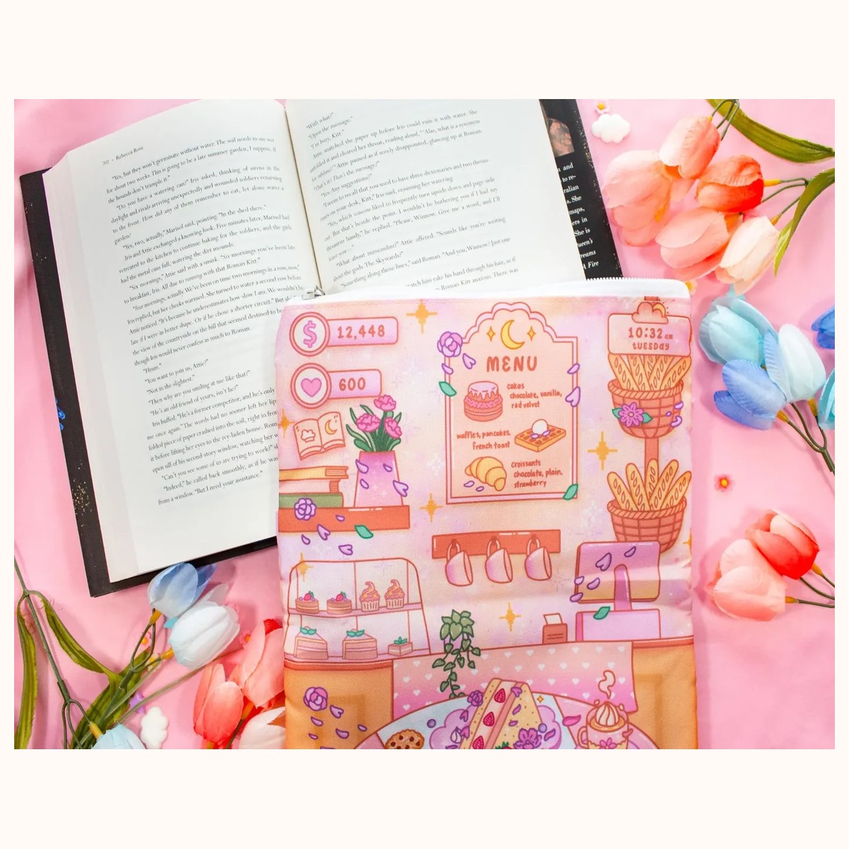 Cafe Quest Book Sleeve With Zipper and Pocket view 7