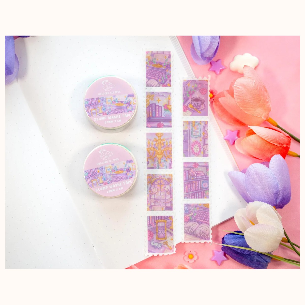 Pastel Academia Washi Tape | Aesthetic Kawaii Cute Stationery view 3