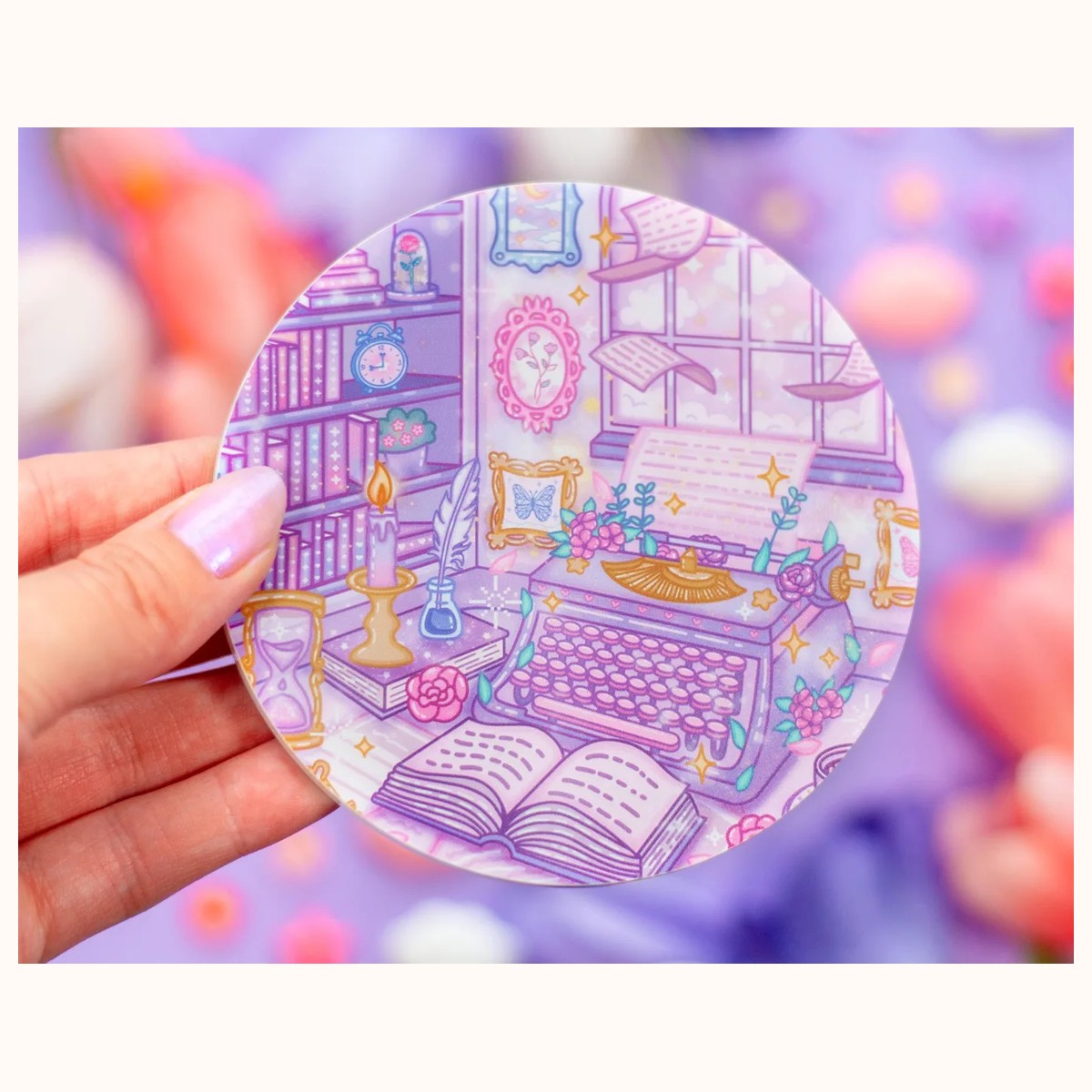 Pastel Academia Acrylic Coaster | Kawaii Drinks Coaster Home Decor Accessories view 2