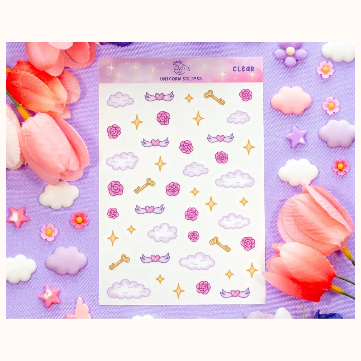 Pastel Academia Deco CLEAR Sticker Sheet | Planner Stickers, Decorative Stickers, stickers from Farouk Book Store