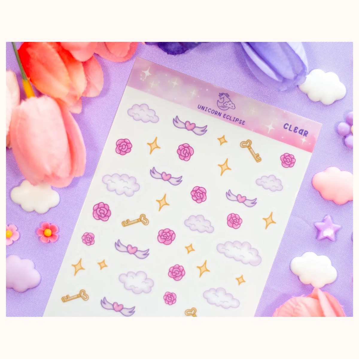 Pastel Academia Deco CLEAR Sticker Sheet | Planner Stickers, Decorative Stickers view 4