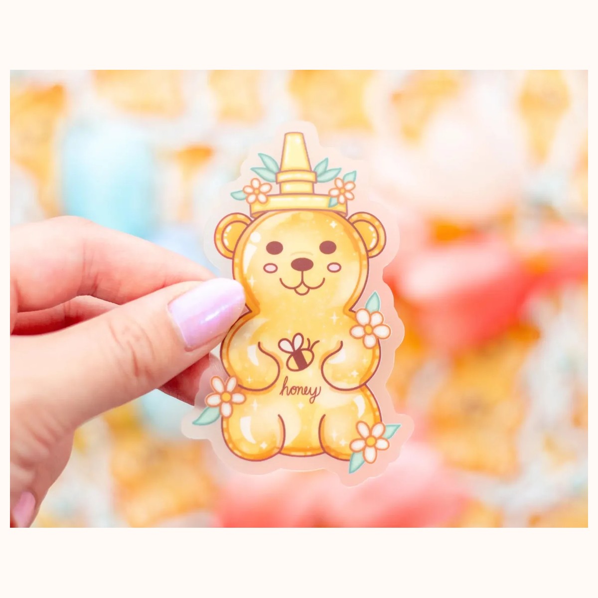 Honey Bear CLEAR Sticker | Cute Aesthetic Waterproof Durable Laptop Sticker, stickers from Farouk Book Store
