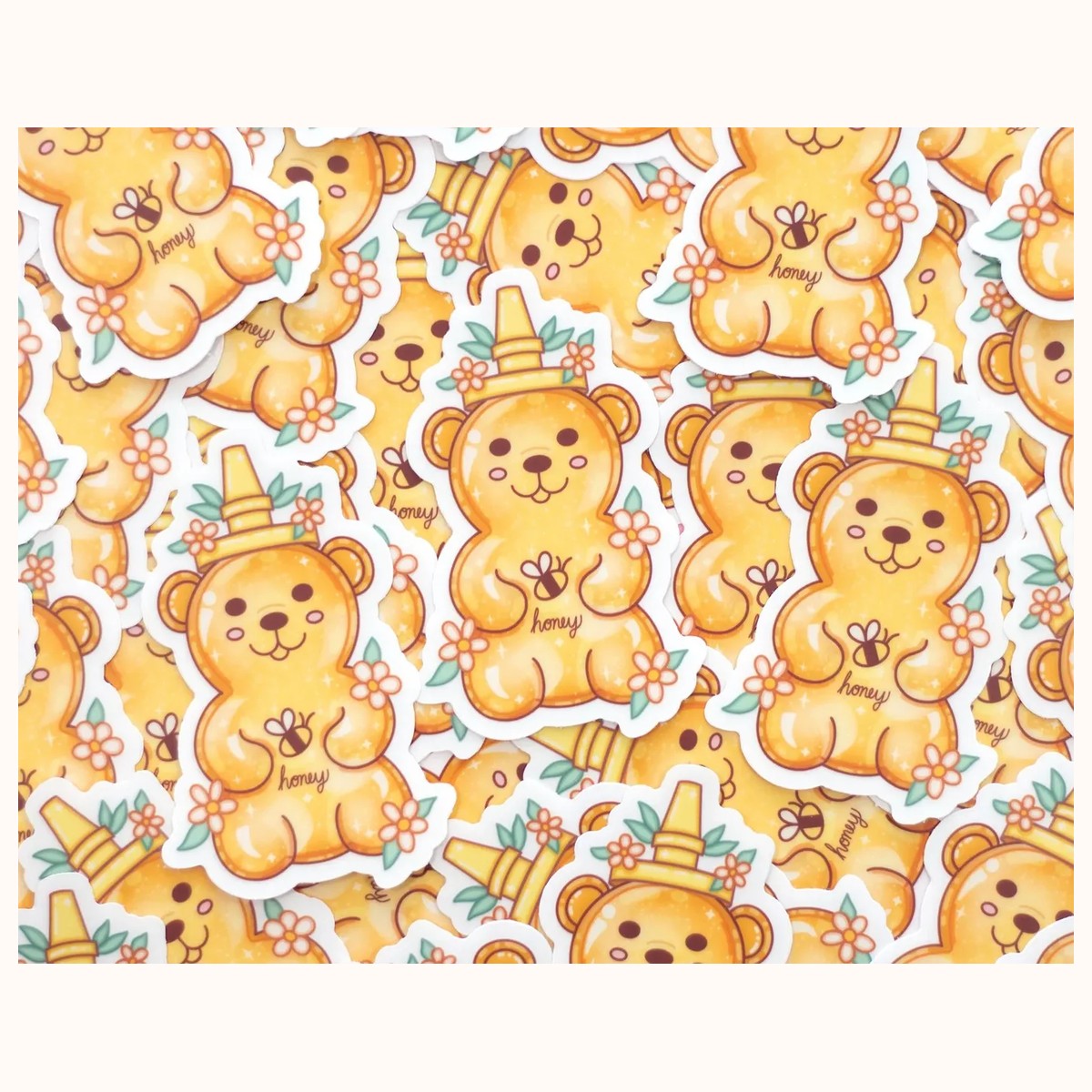 Honey Bear CLEAR Sticker | Cute Aesthetic Waterproof Durable Laptop Sticker view 4