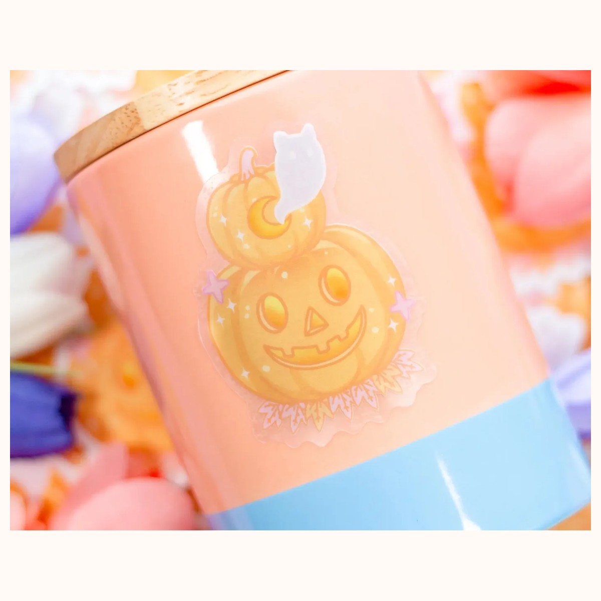 Jack-o-lantern CLEAR Sticker | Cute Aesthetic Waterproof Durable Laptop Sticker view 4