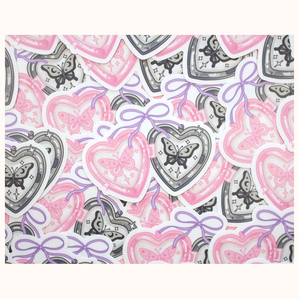 Heart Locket Cute Aesthetic Vinyl Sticker view 3