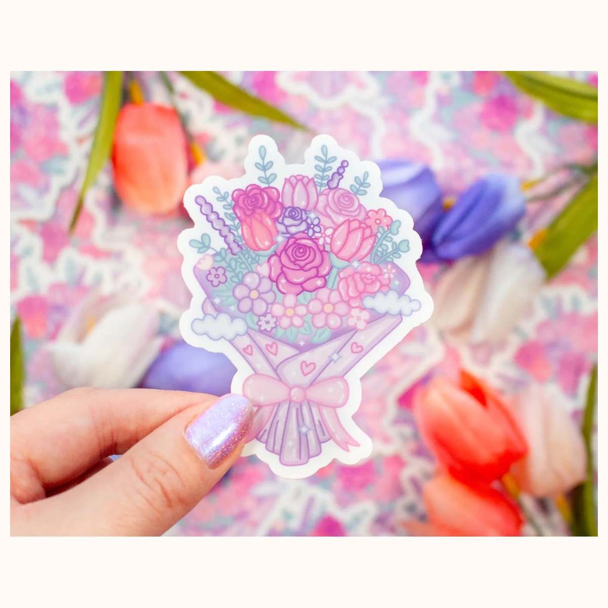 Flower Bouquet Cute Aesthetic Vinyl Sticker, stickers from Farouk Book Store