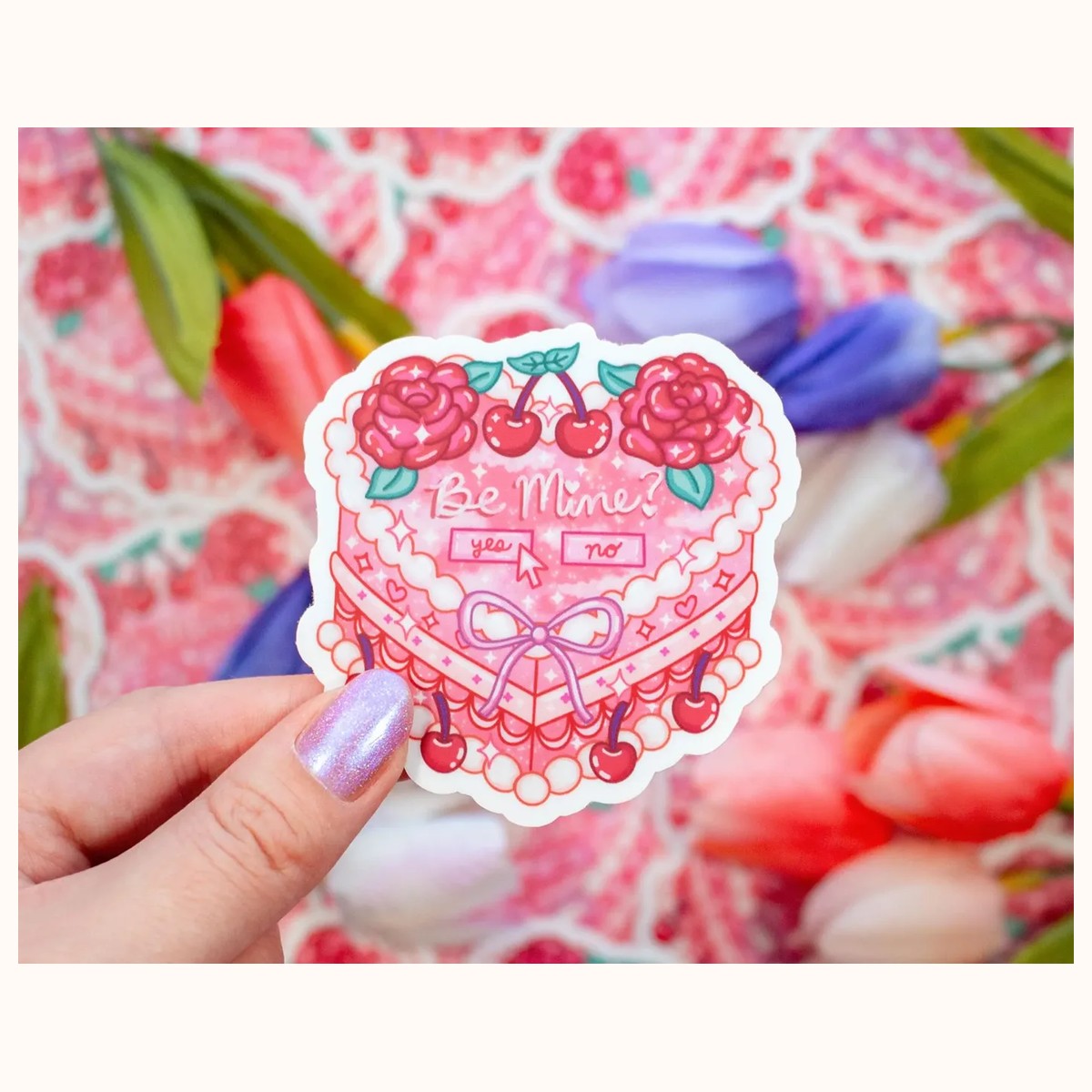 Vintage Heart Cake Cute Aesthetic Vinyl Sticker, stickers from Farouk Book Store