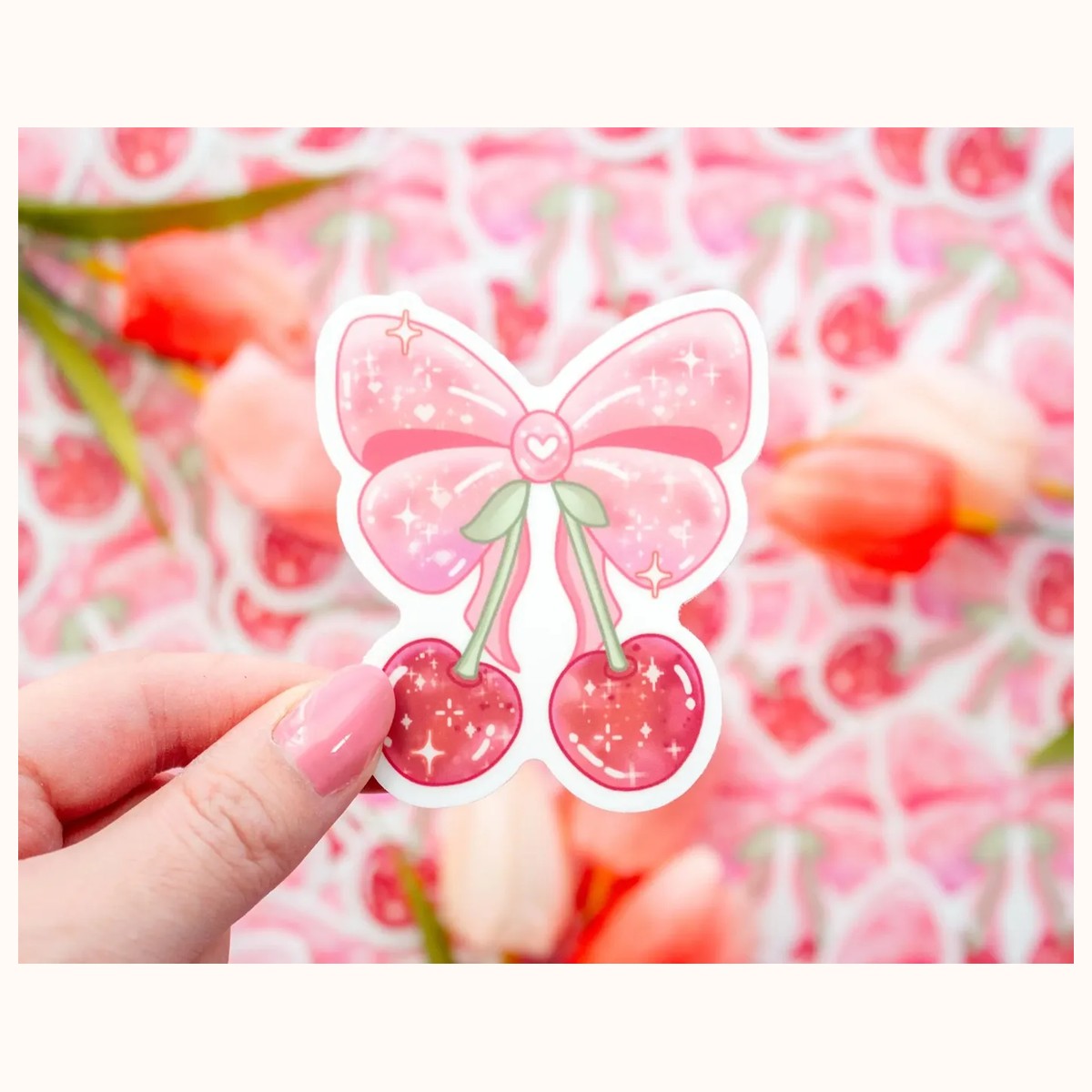 Cherries Cute Aesthetic Vinyl Sticker, stickers from Farouk Book Store