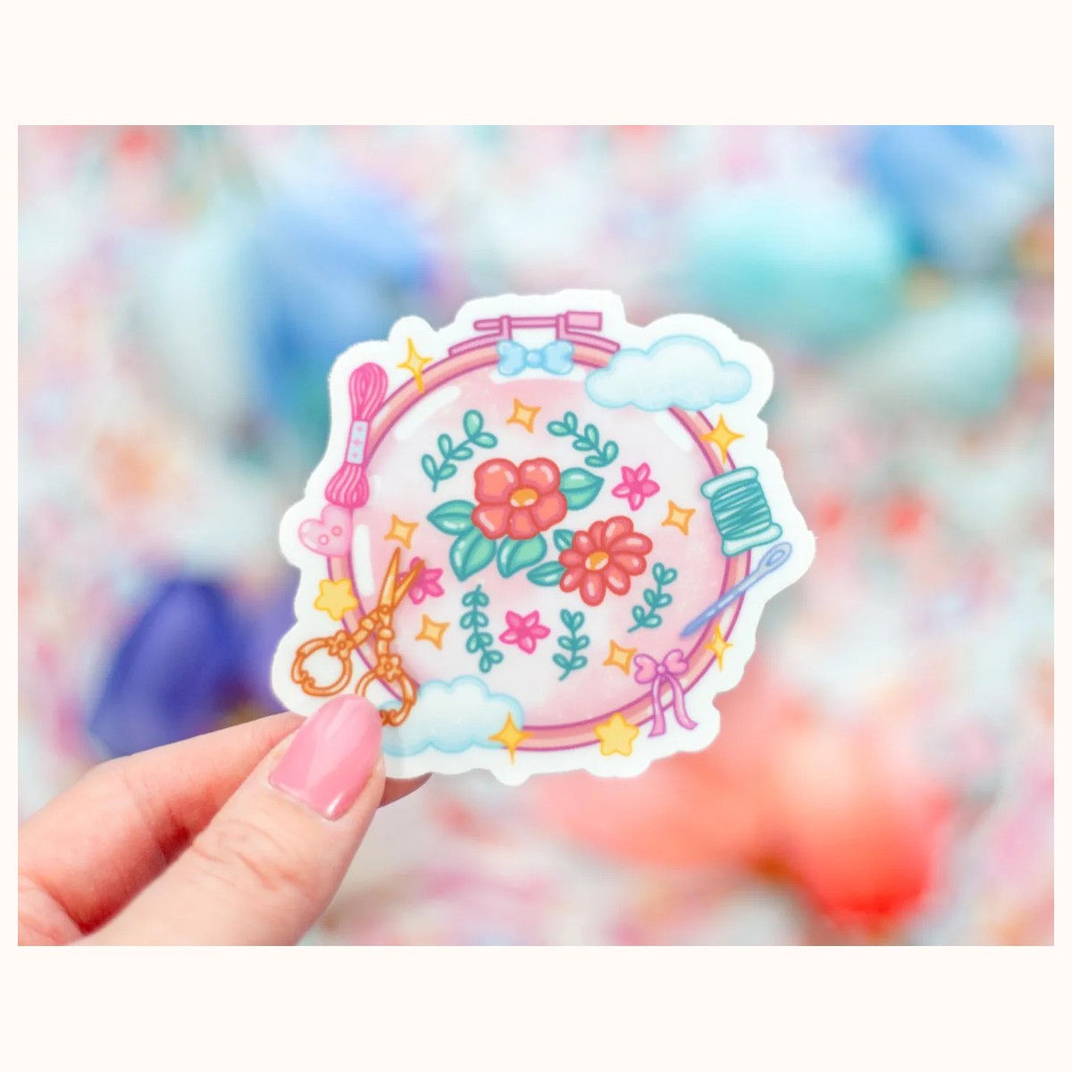 Embroidery Hoop Cute Aesthetic Vinyl Sticker, stickers from Farouk Book Store