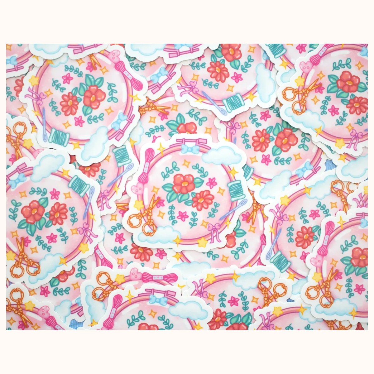 Embroidery Hoop Cute Aesthetic Vinyl Sticker view 3