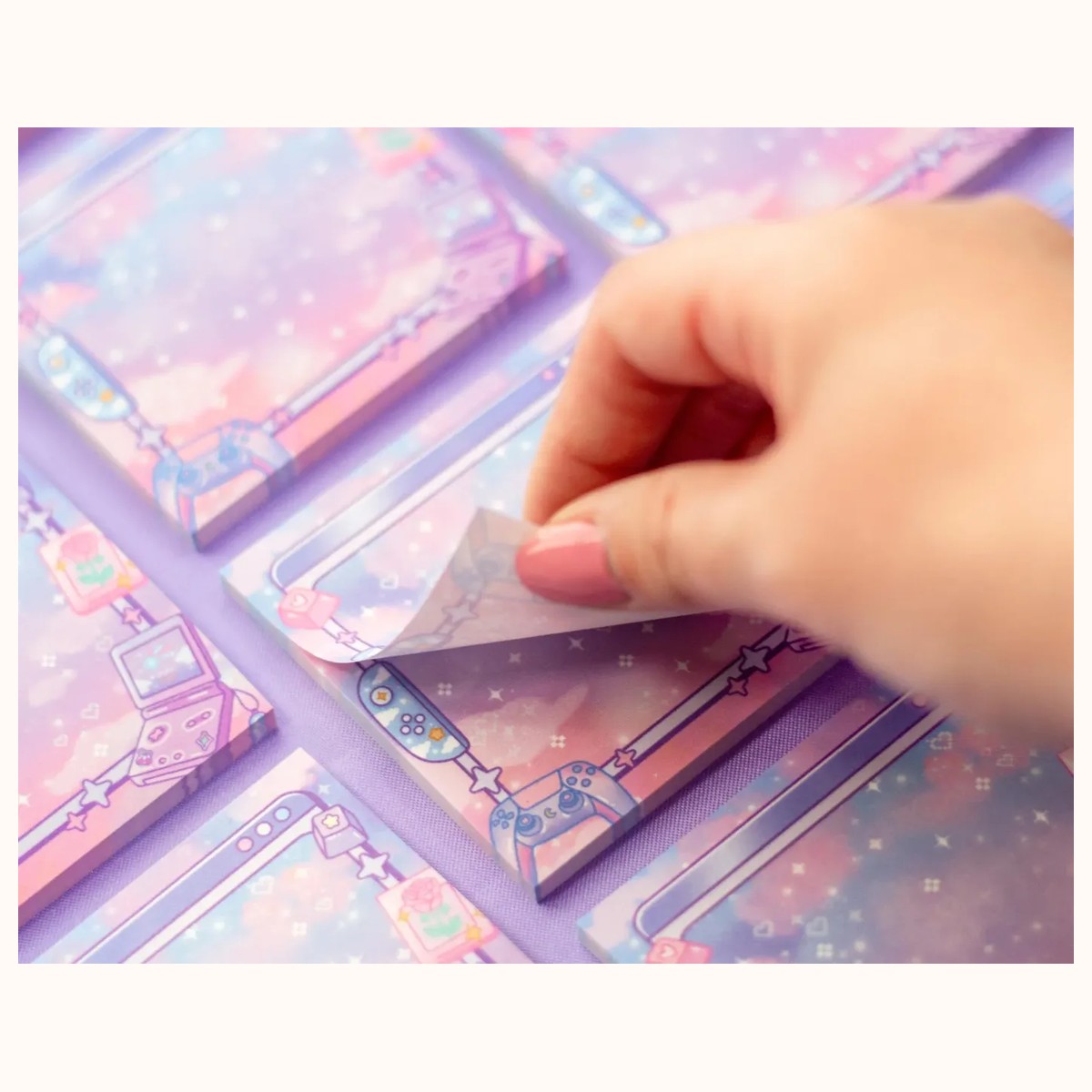 Game Time Aesthetic Sticky Note Memo Pad | Kawaii Aesthetic view 2