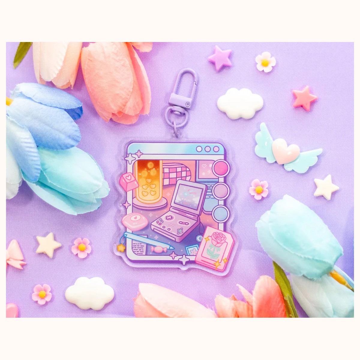 Chill Game Night Aesthetic Cute Acrylic Charm Keychain by Farouk Book Store