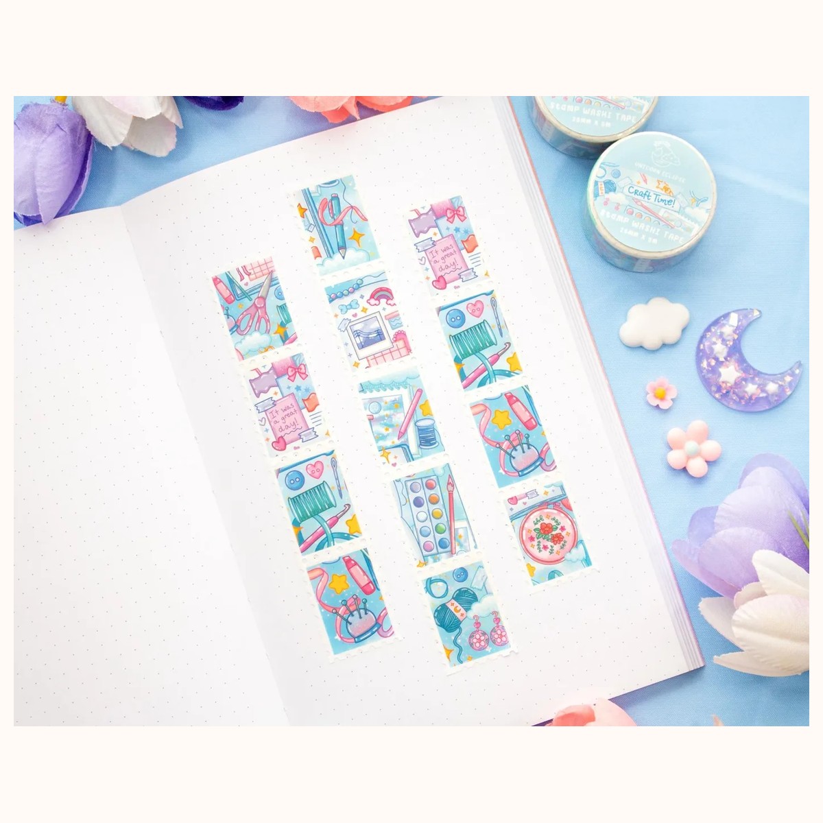 Craft Time Stamp Washi Tape | Aesthetic Kawaii Cute Stationery by Farouk Book Store