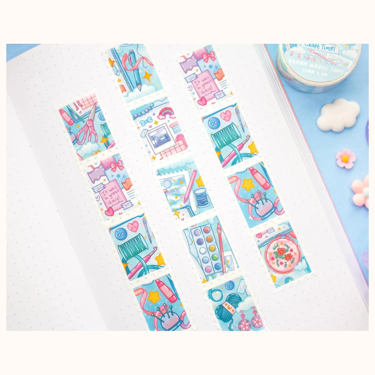 Craft Time Stamp Washi Tape | Aesthetic Kawaii Cute Stationery view 2