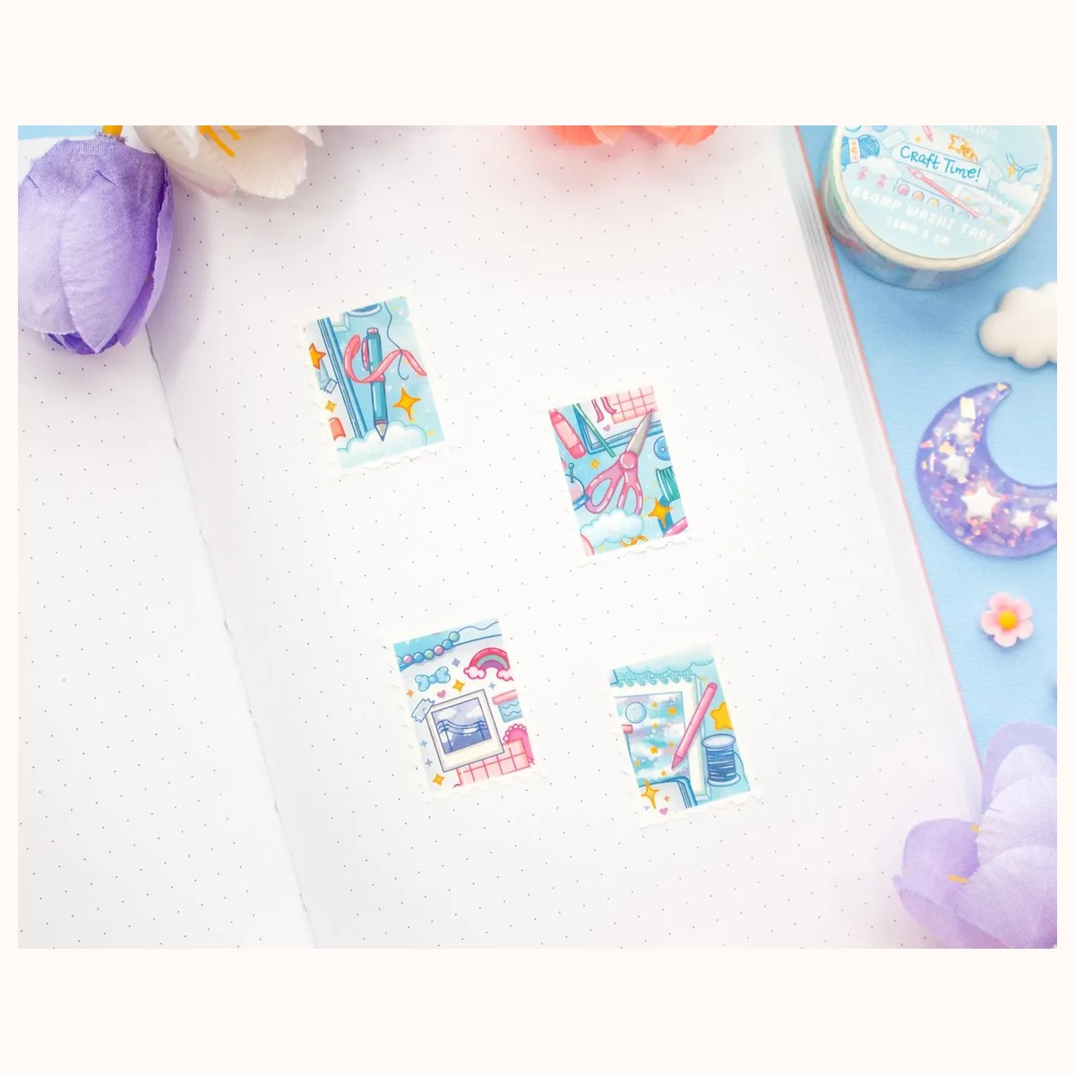 Craft Time Stamp Washi Tape | Aesthetic Kawaii Cute Stationery view 4