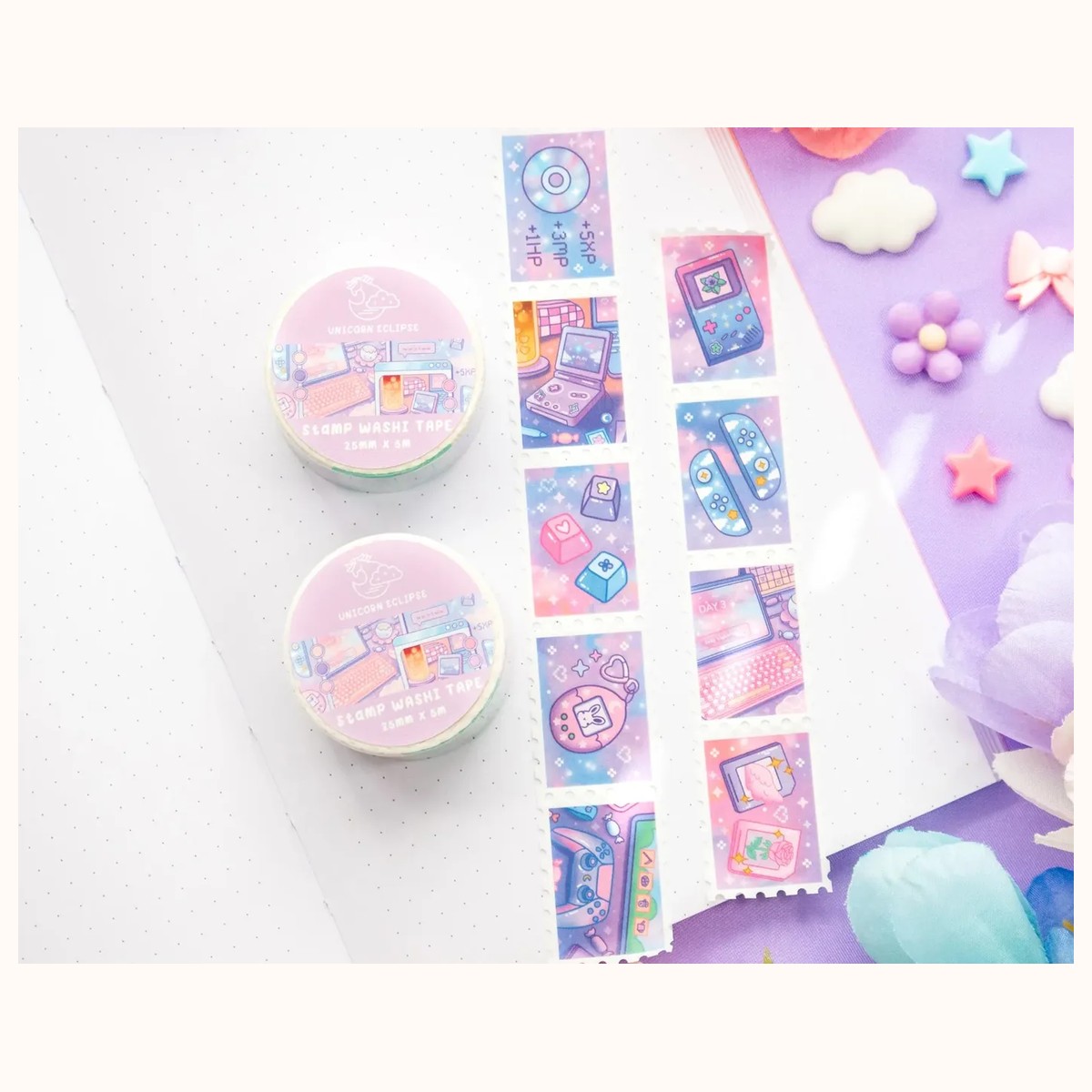 Game Time Stamp Washi Tape | Aesthetic Kawaii Cute Stationery view 3