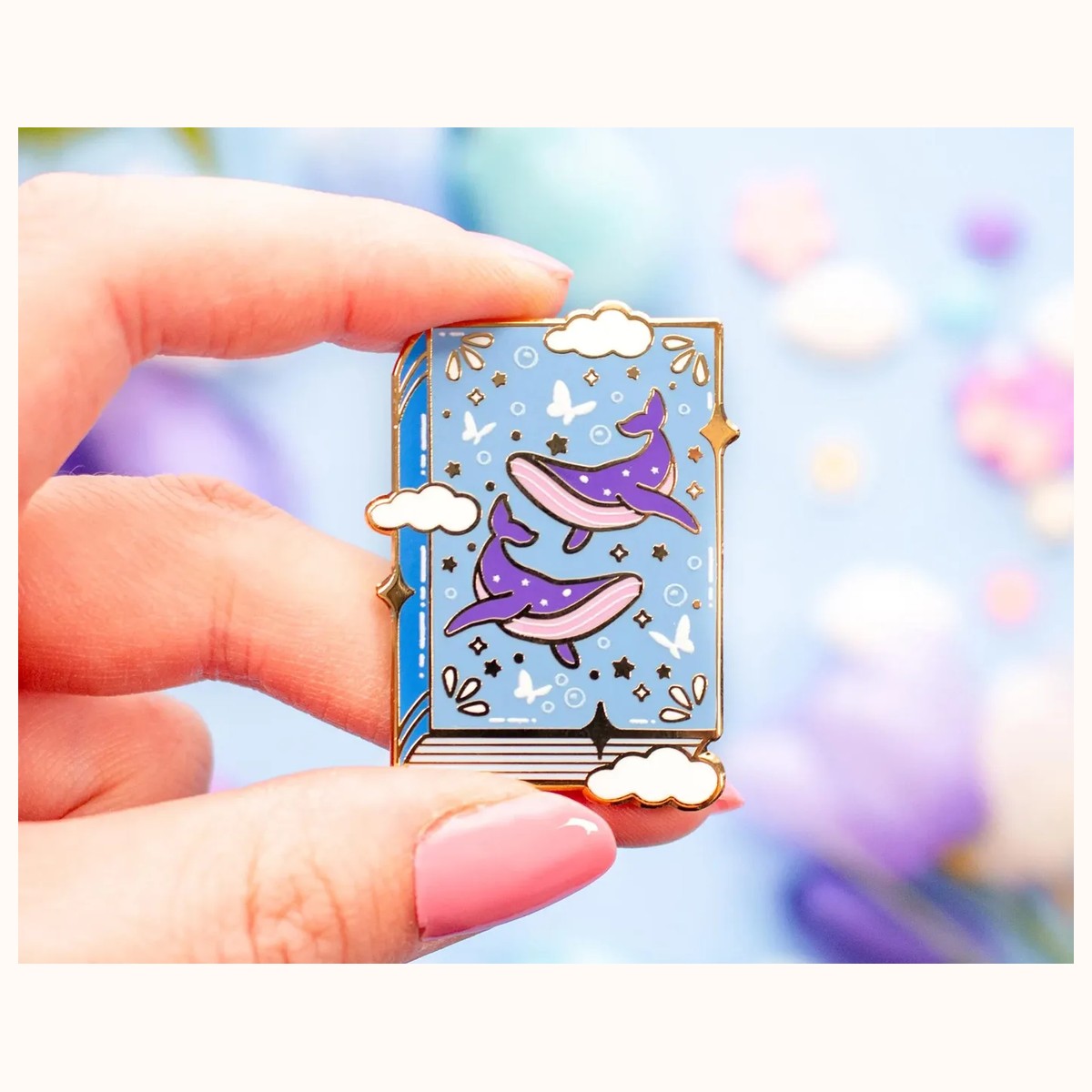 Whale Book Enamel Pin view 4