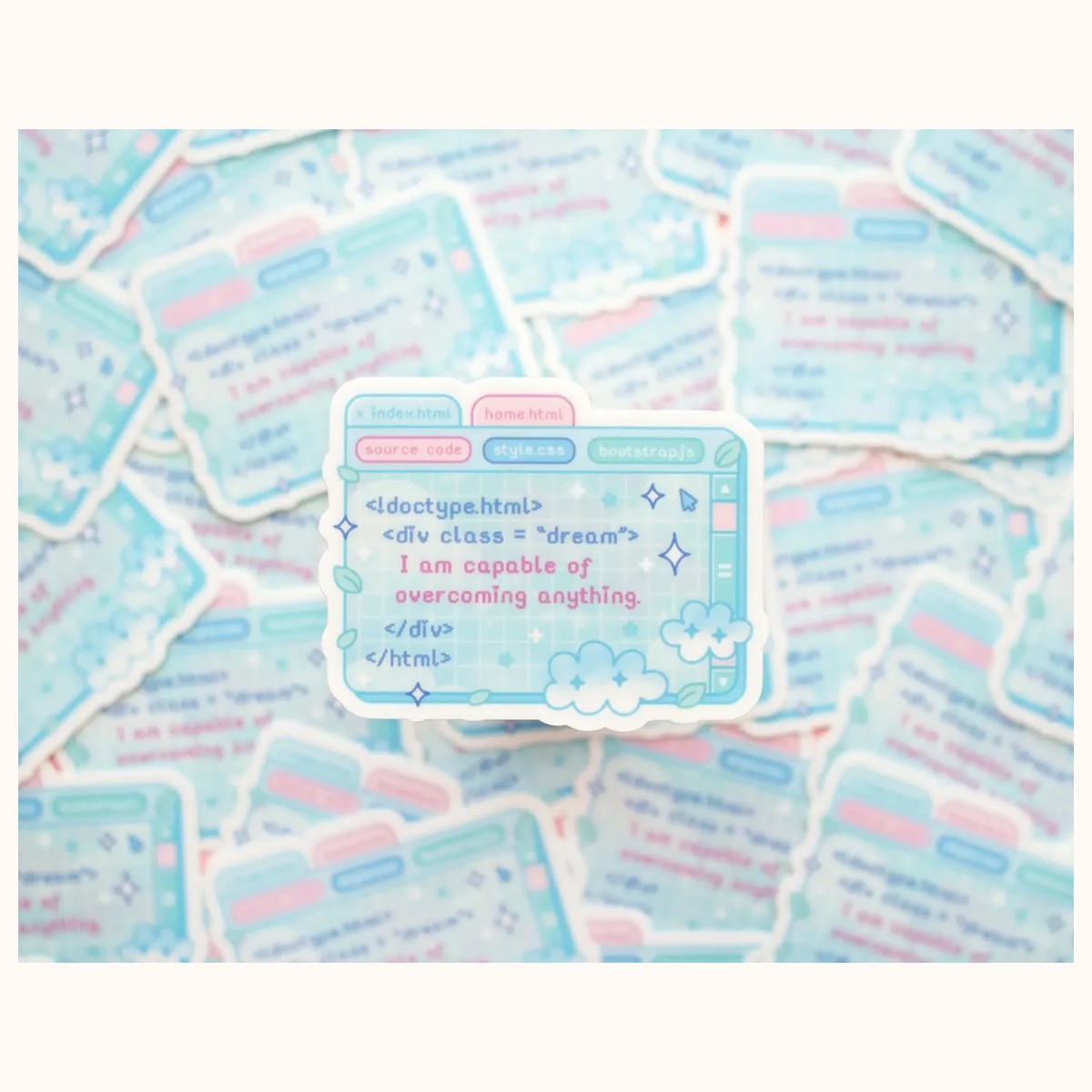 Coding Affirmation STEM Aesthetic Cute Vinyl Sticker view 2