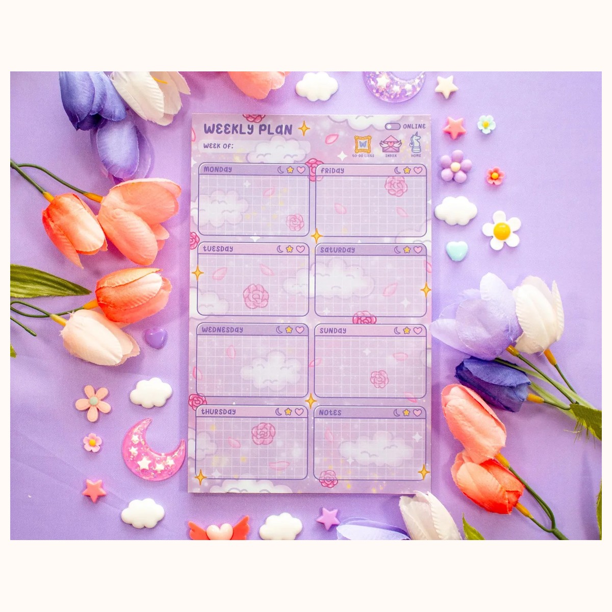 Pastel Academia Weekly Planner Pad | Dreamy Floral Cute Kawaii Art Aesthetic Stationery, notepads from Farouk Book Store